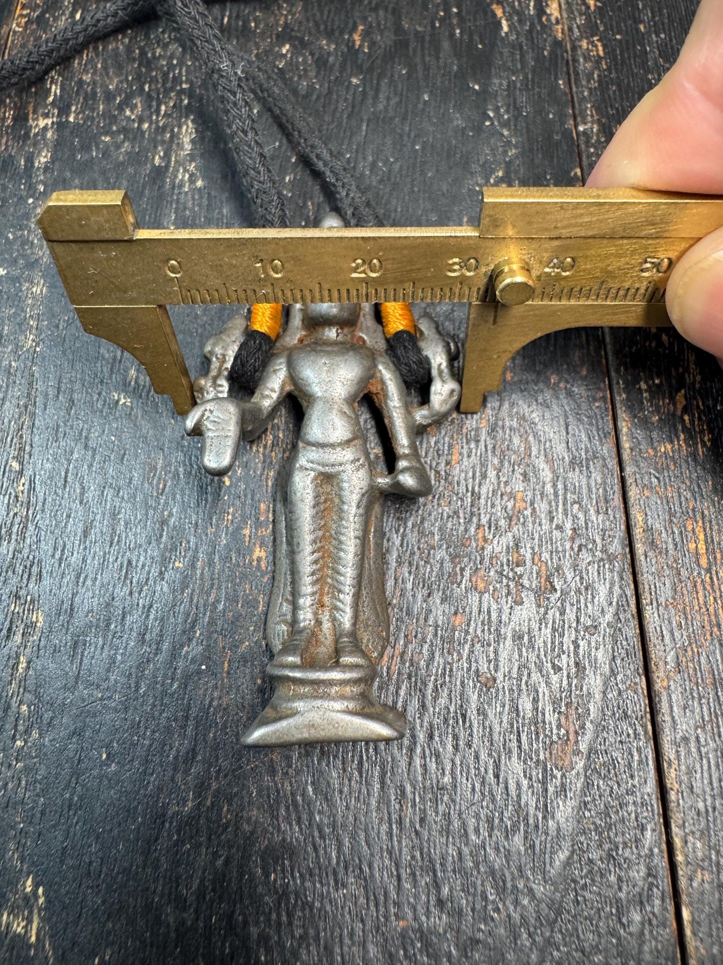 Tibetan Style Cold Iron Deity Pendant, Protective Figure Amulet, Multi Arm Goddess Talisman, Tribal Spiritual Necklace Charm