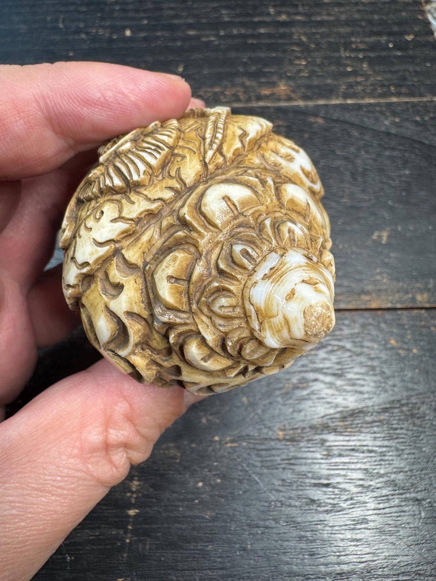Hand Carved Tibetan Conch Shell Mahakala | Wrathful Deity Sculpture | Himalayan Buddhist Protector | Ritual Altar Decor | Rare Skull Form