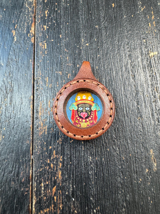 Tibetan Mahakala Mini Thangka Amulet Pendant, Hand Painted Buddhist Protector, Leather Gau Box, Protective Talisman Necklace