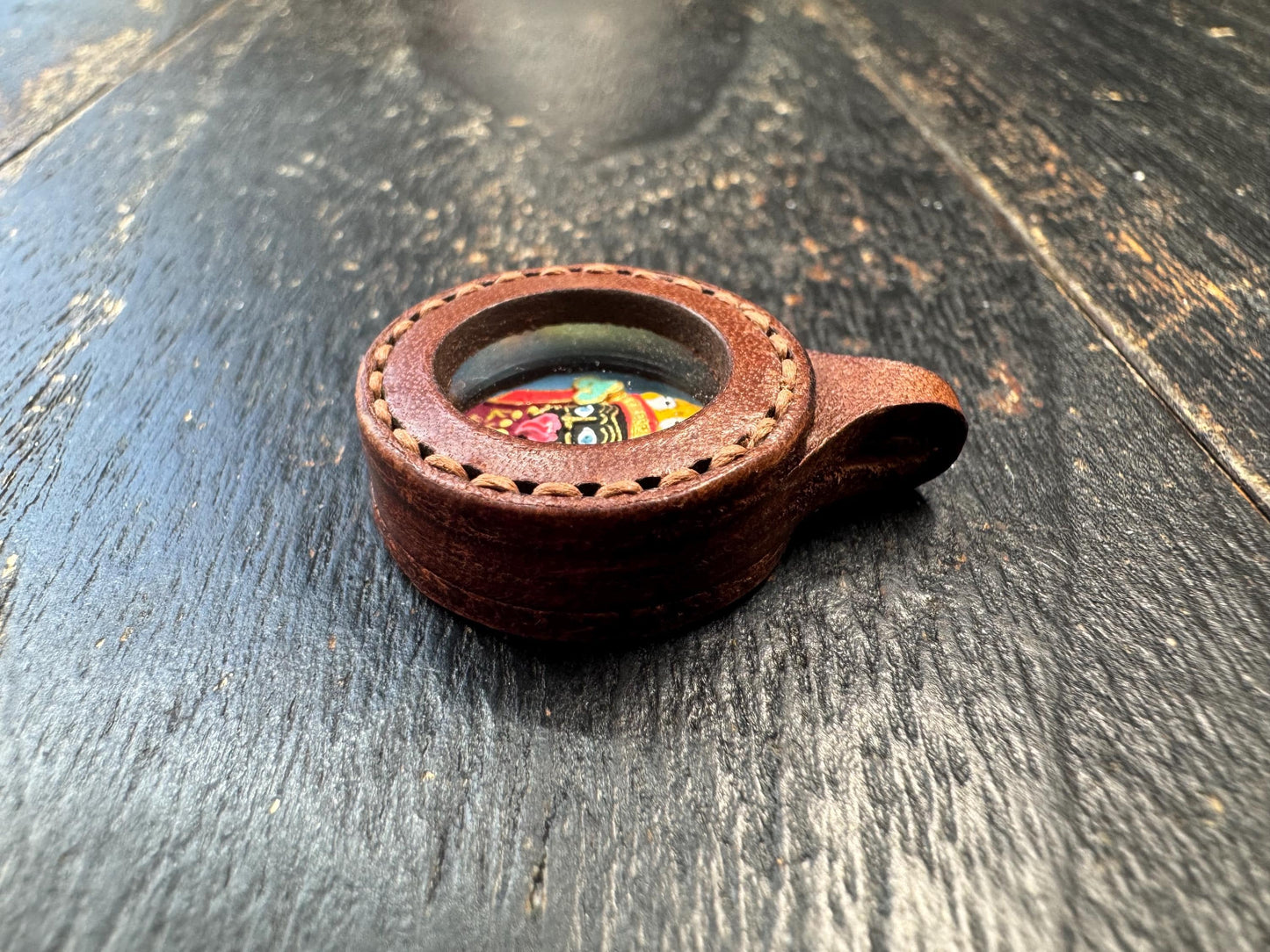 Tibetan Mahakala Mini Thangka Amulet Pendant, Hand Painted Buddhist Protector, Leather Gau Box, Protective Talisman Necklace