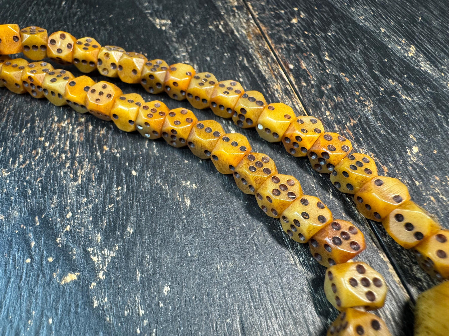 Vintage Yak Bone Dice Bead Mala Necklace 108 Beads, Hand Carved Tibetan Prayer Mala, Unique Bone Meditation Necklace, Tribal Buddhist Jewelr