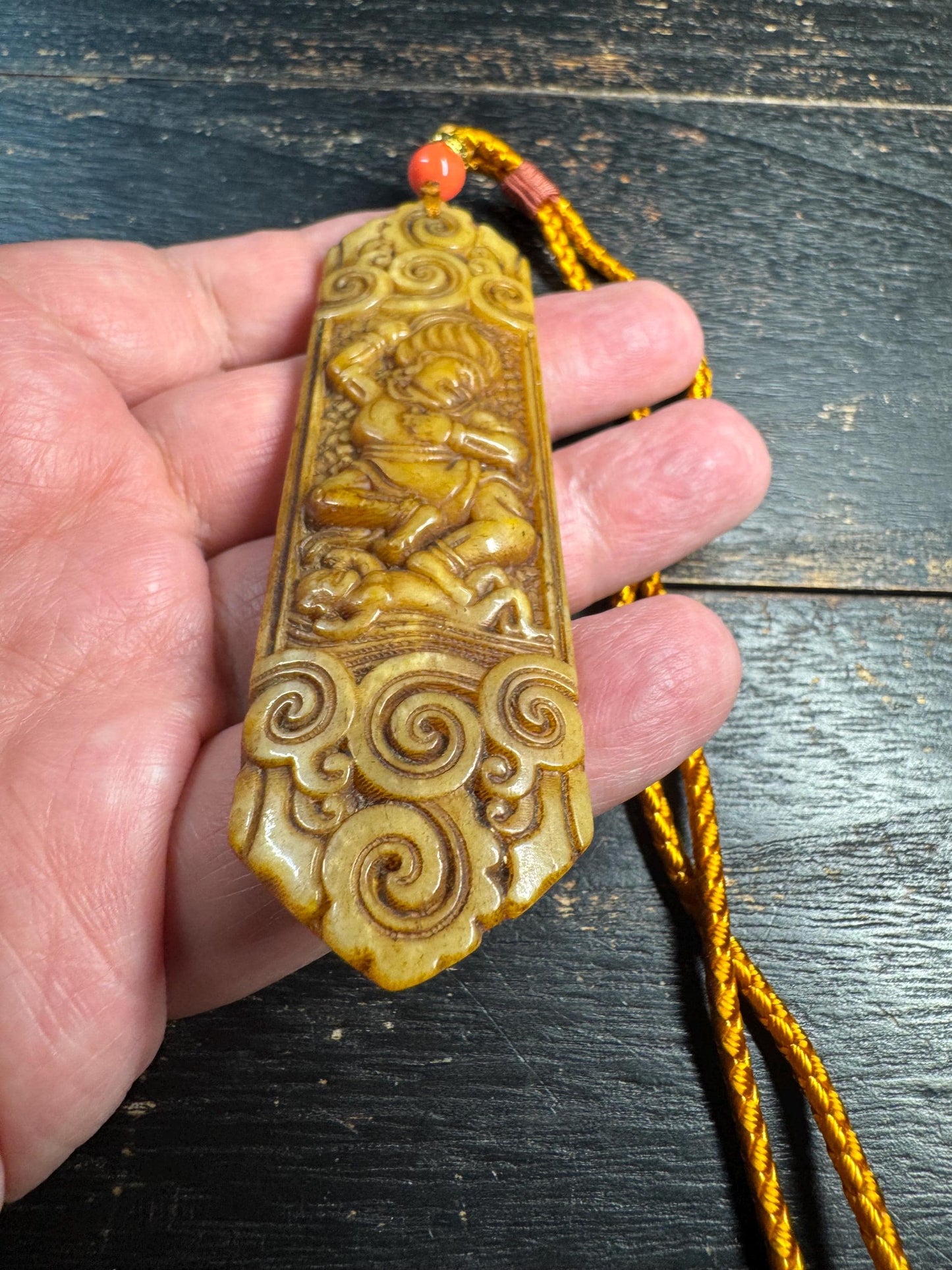 Yak Bone Dakini Pendant Necklace – Hand Carved Tibetan Buddhist Amulet, Himalayan Protective Talisman with Cord