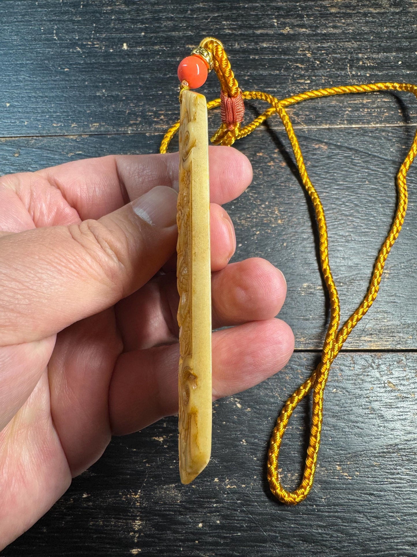 Yak Bone Garuda Pendant Necklace – Hand Carved Tibetan Buddhist Protector Amulet, Himalayan Talisman with Cord