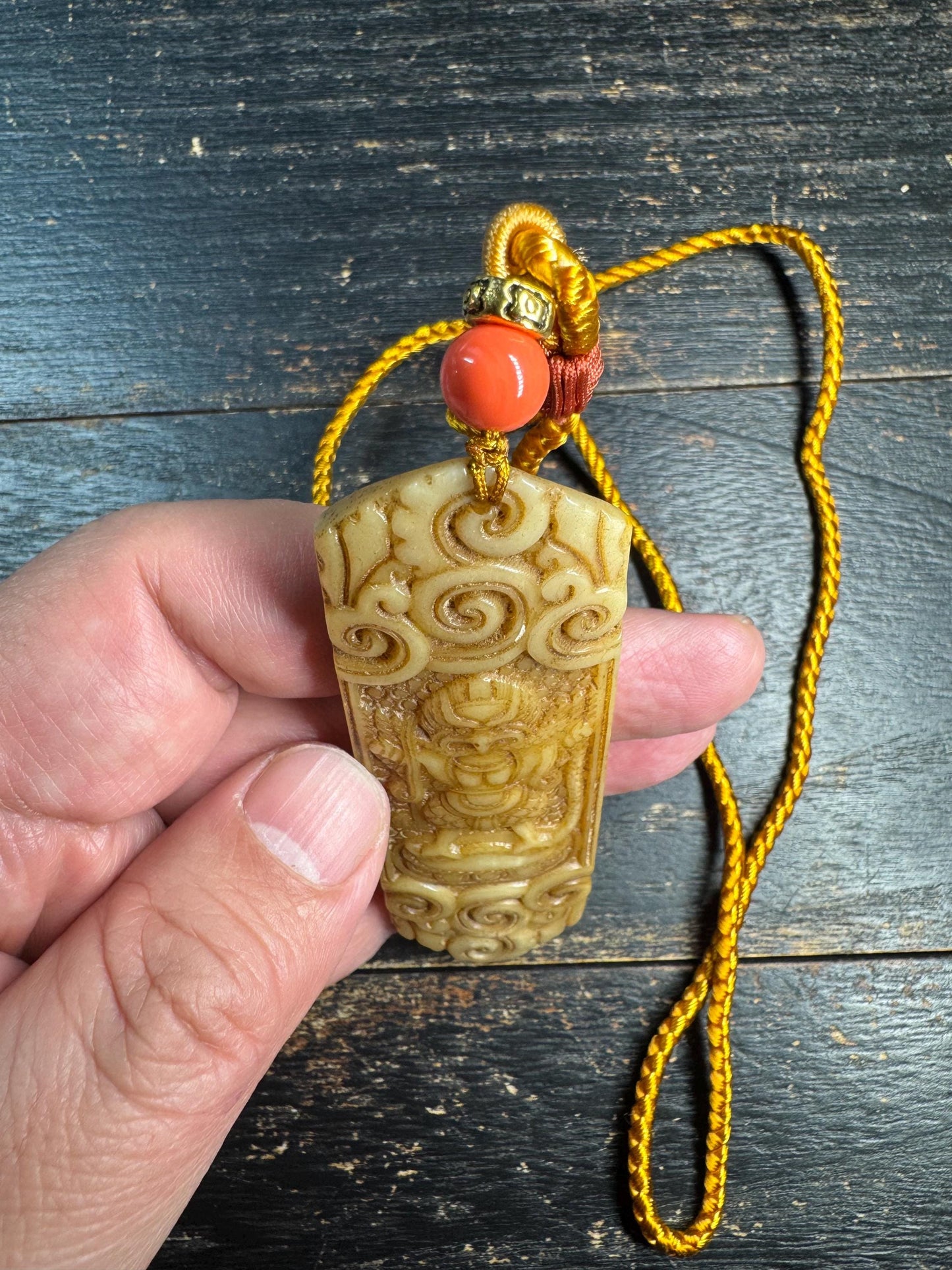 Yak Bone Garuda Pendant Necklace – Hand Carved Tibetan Buddhist Protector Amulet, Himalayan Talisman with Cord