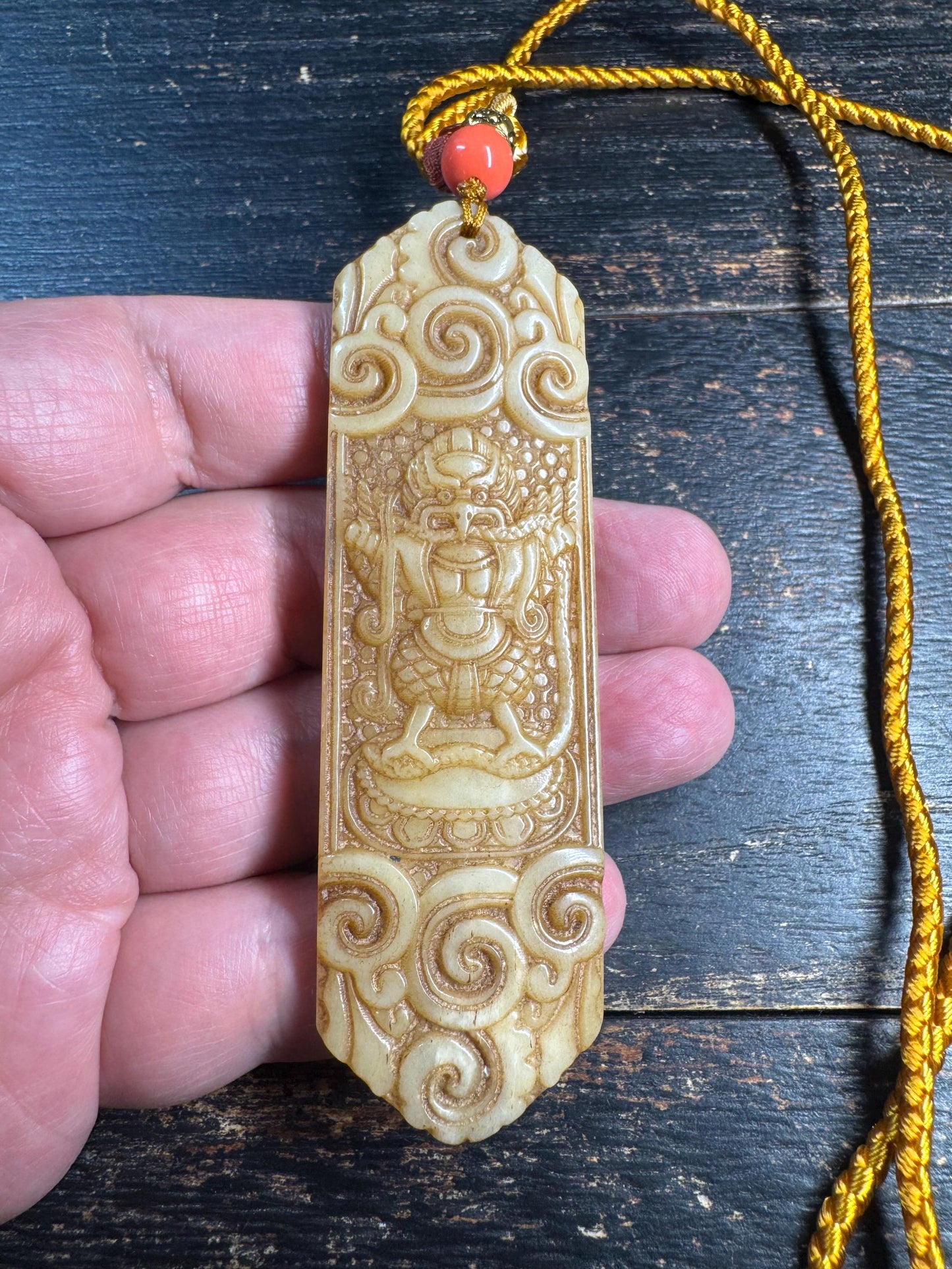 Yak Bone Garuda Pendant Necklace – Hand Carved Tibetan Buddhist Protector Amulet, Himalayan Talisman with Cord