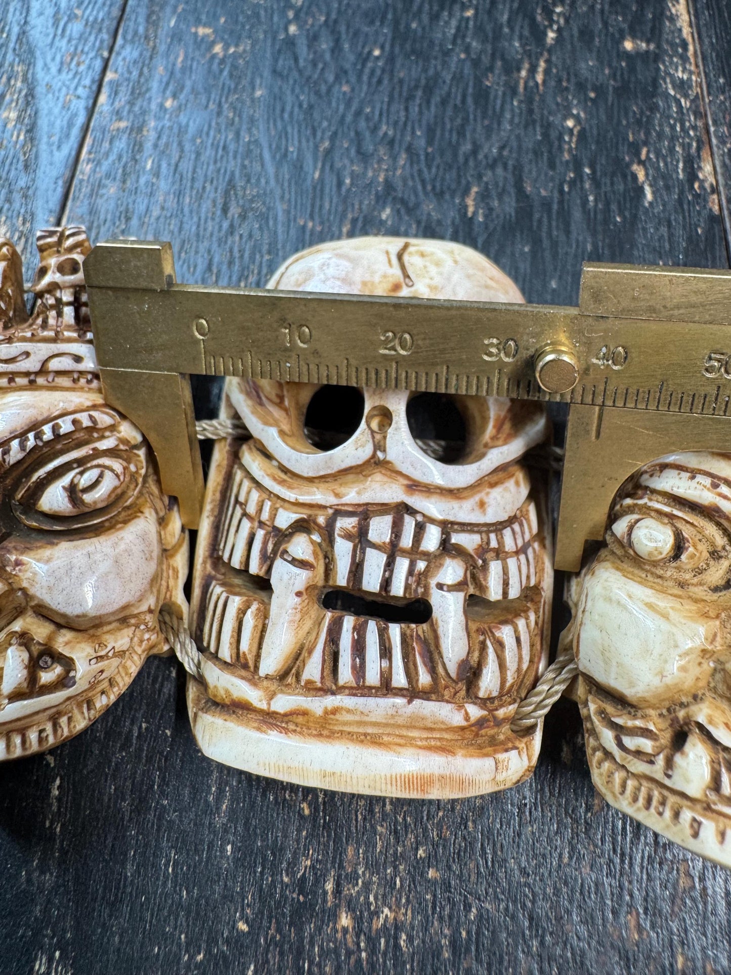 Yak Bone Citipati  Mahakala Mask Necklace – Hand Carved Skull Lords & Wrathful Protector – Tibetan Buddhist Style Ritual Pendant – Gothic