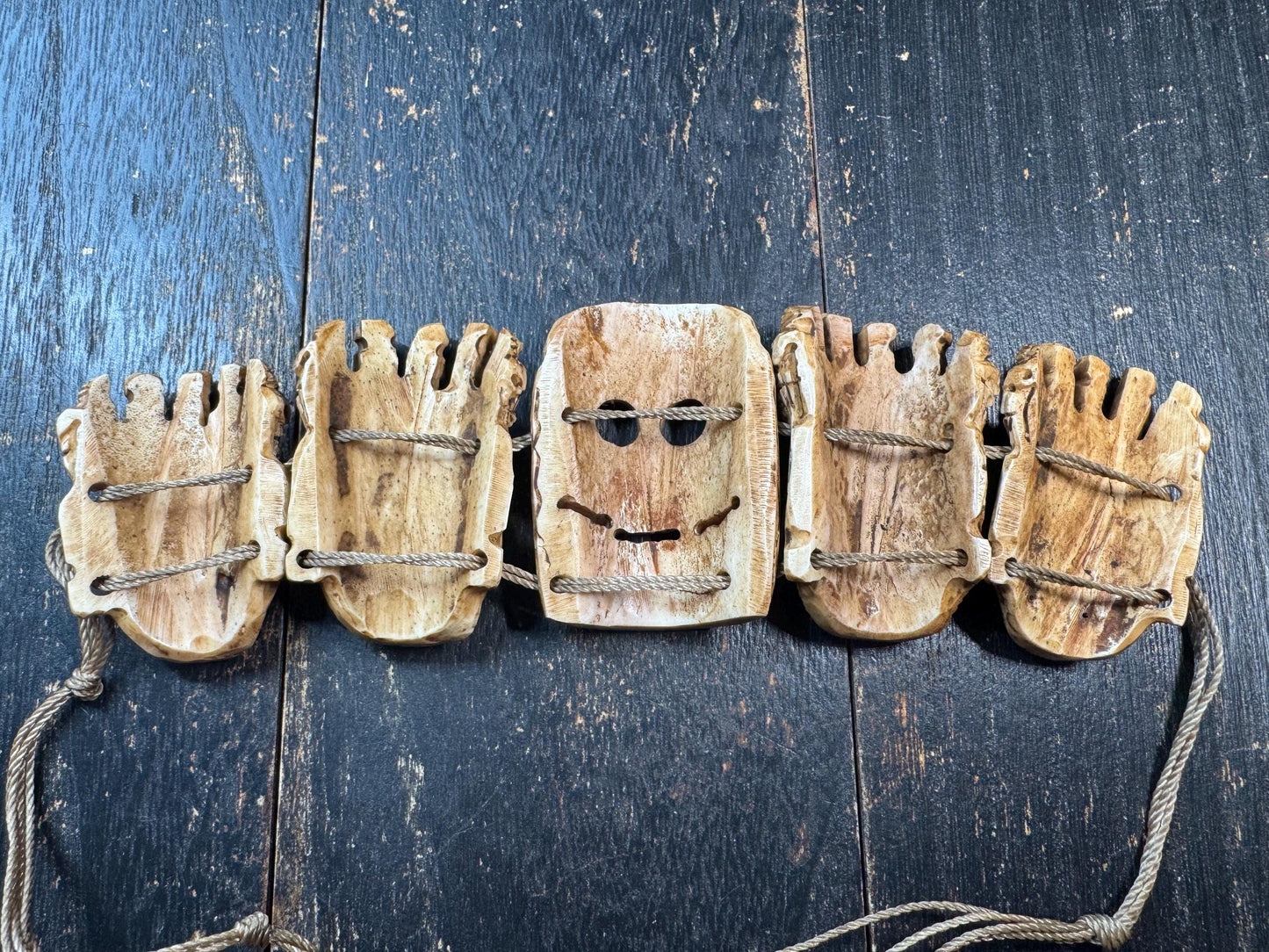 Yak Bone Citipati  Mahakala Mask Necklace – Hand Carved Skull Lords & Wrathful Protector – Tibetan Buddhist Style Ritual Pendant – Gothic