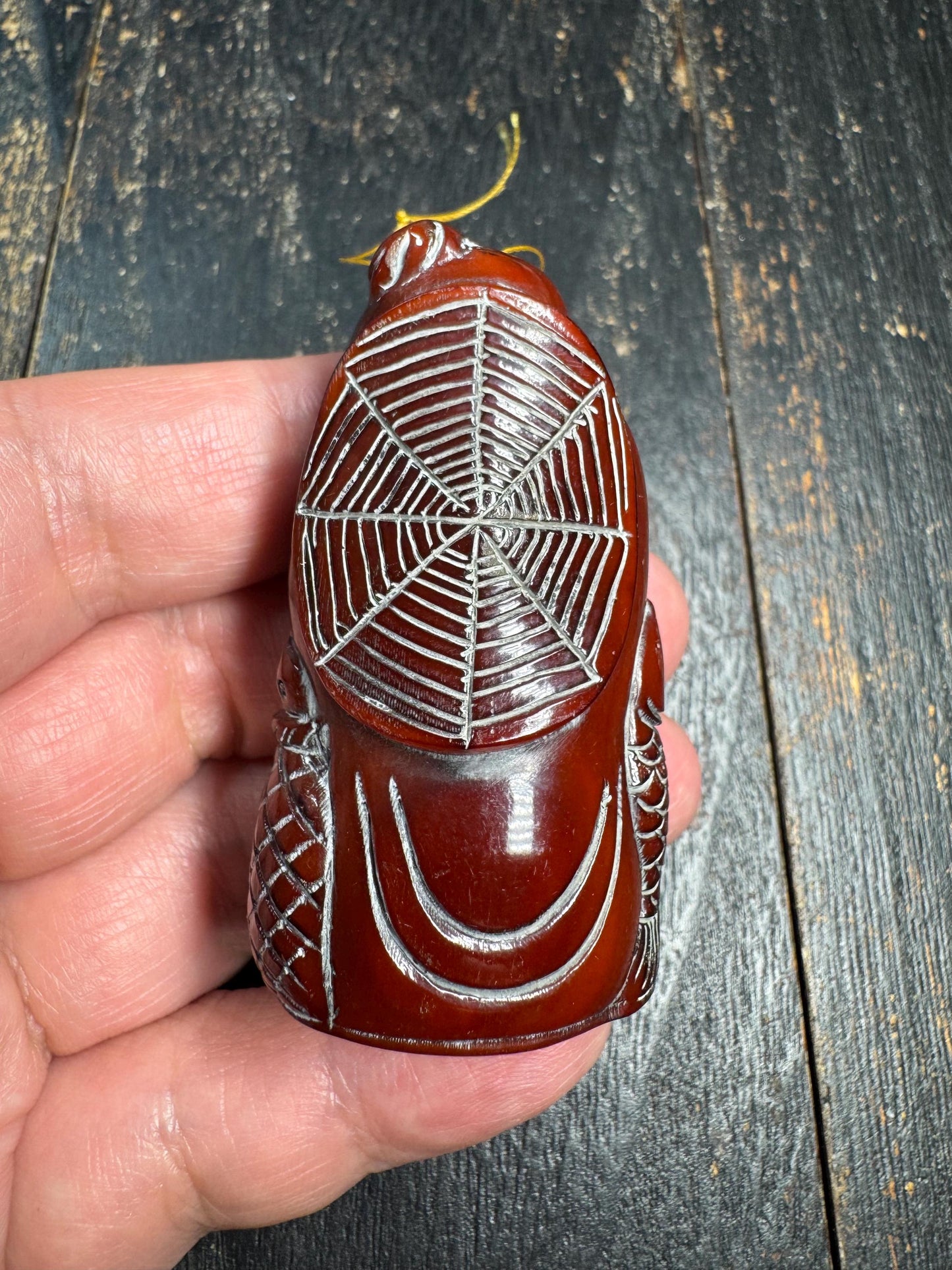 Chinese Old Fisherman Statue Pendant Amulet Yak Horn Hand Carved Longevity Symbol Folk Art Gift Collection