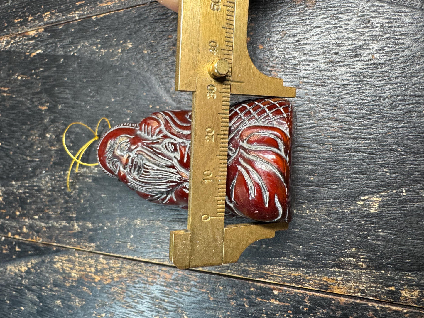 Chinese Old Fisherman Statue Pendant Amulet Yak Horn Hand Carved Longevity Symbol Folk Art Gift Collection
