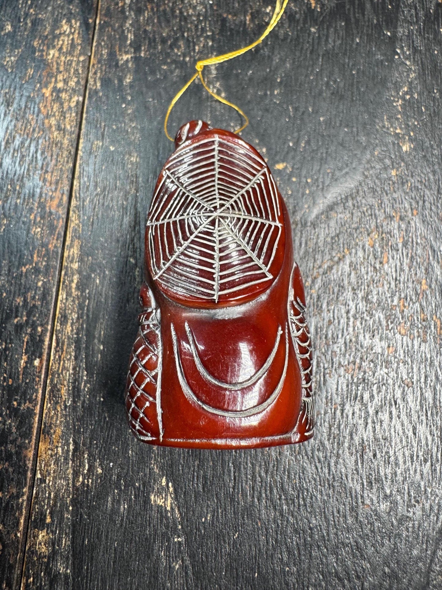Chinese Old Fisherman Statue Pendant Amulet Yak Horn Hand Carved Longevity Symbol Folk Art Gift Collection