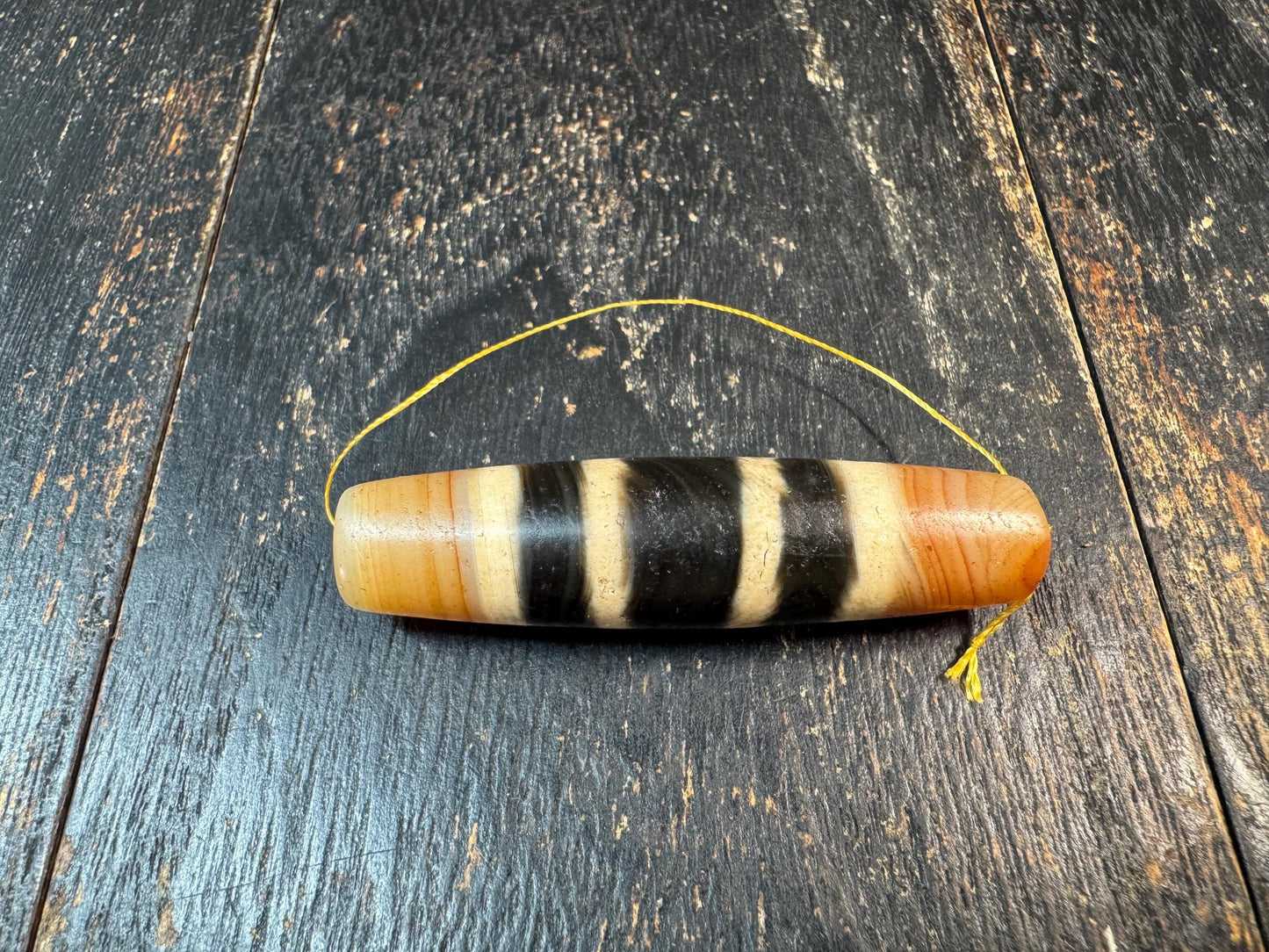 Tibetan Agate Dzi Bead Pendant, Banded Chung Dzi, Himalayan Protection Amulet, Vintage Style Stripe Dzi, Mala Guru Bead Supply