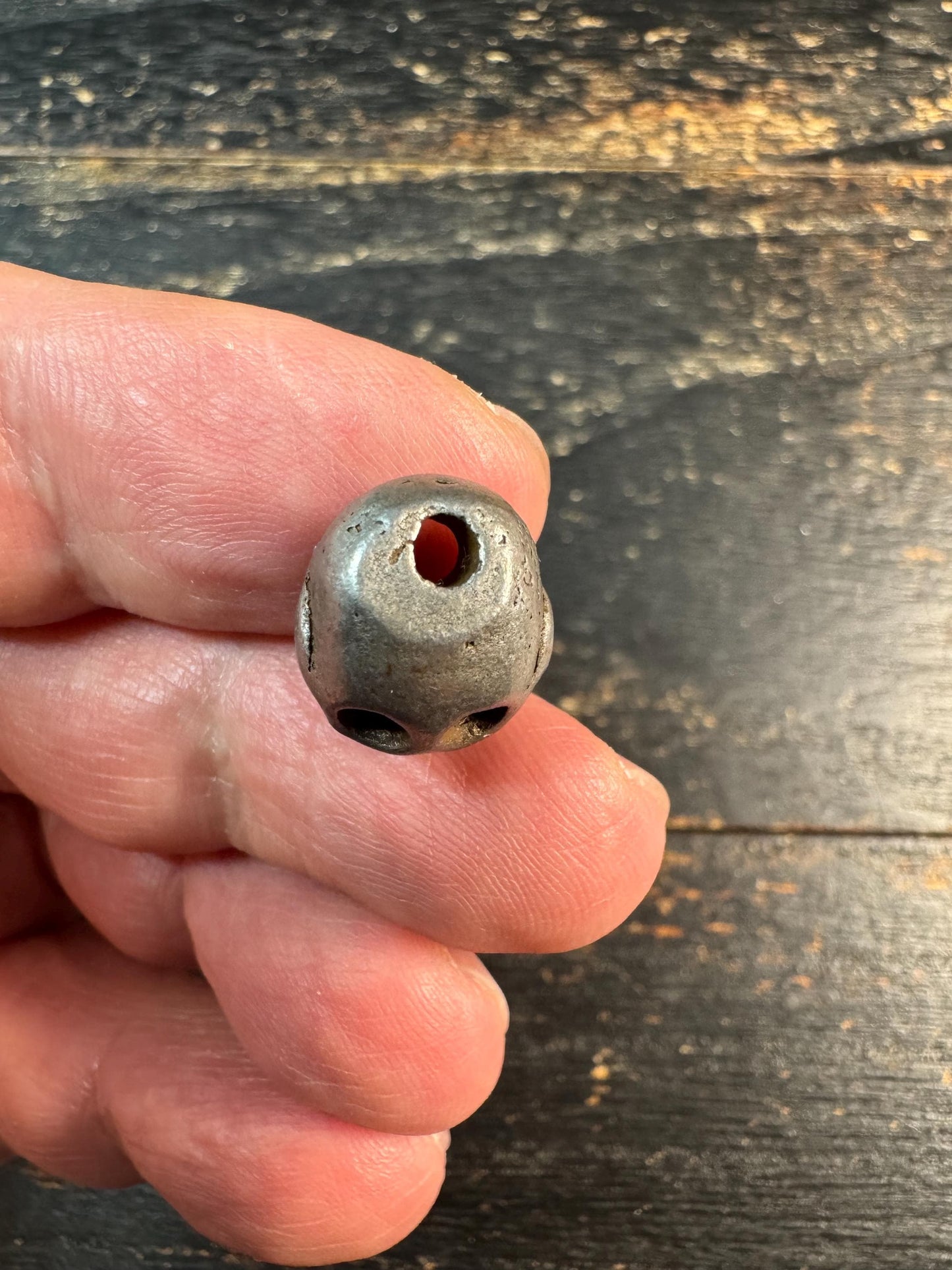 Tibetan Thokcha Iron Chitipati Spacer Bead – Skull Mala Guru Bead – Himalayan Tantric Ritual Bead – Nepal Patina