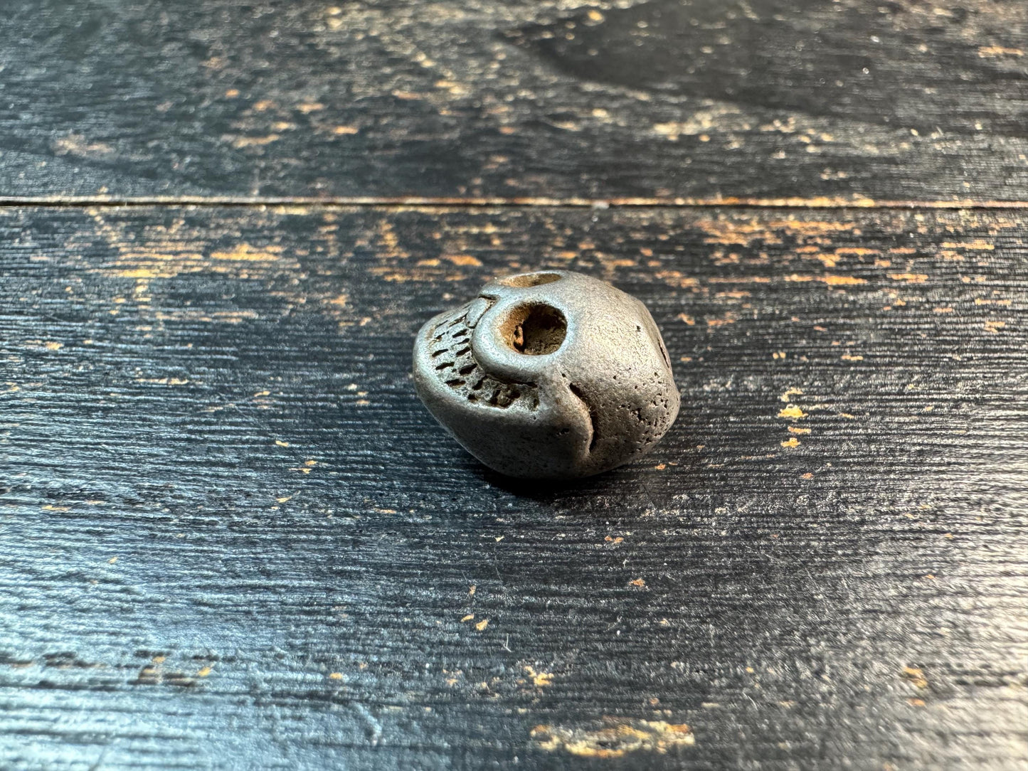 Tibetan Thokcha Iron Chitipati Spacer Bead – Skull Mala Guru Bead – Himalayan Tantric Ritual Bead – Nepal Patina