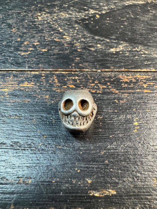 Tibetan Thokcha Iron Chitipati Spacer Bead – Skull Mala Guru Bead – Himalayan Tantric Ritual Bead – Nepal Patina
