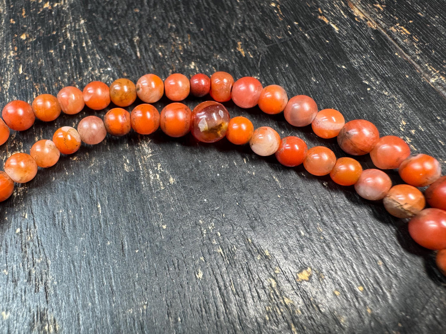Mini Nanhong Agate 108 Mala Necklace | Fine Small Bead Red Agate Mala | Bodhi Guru Bead | Deer Antler Bat Pendant | Meditation Jewelry