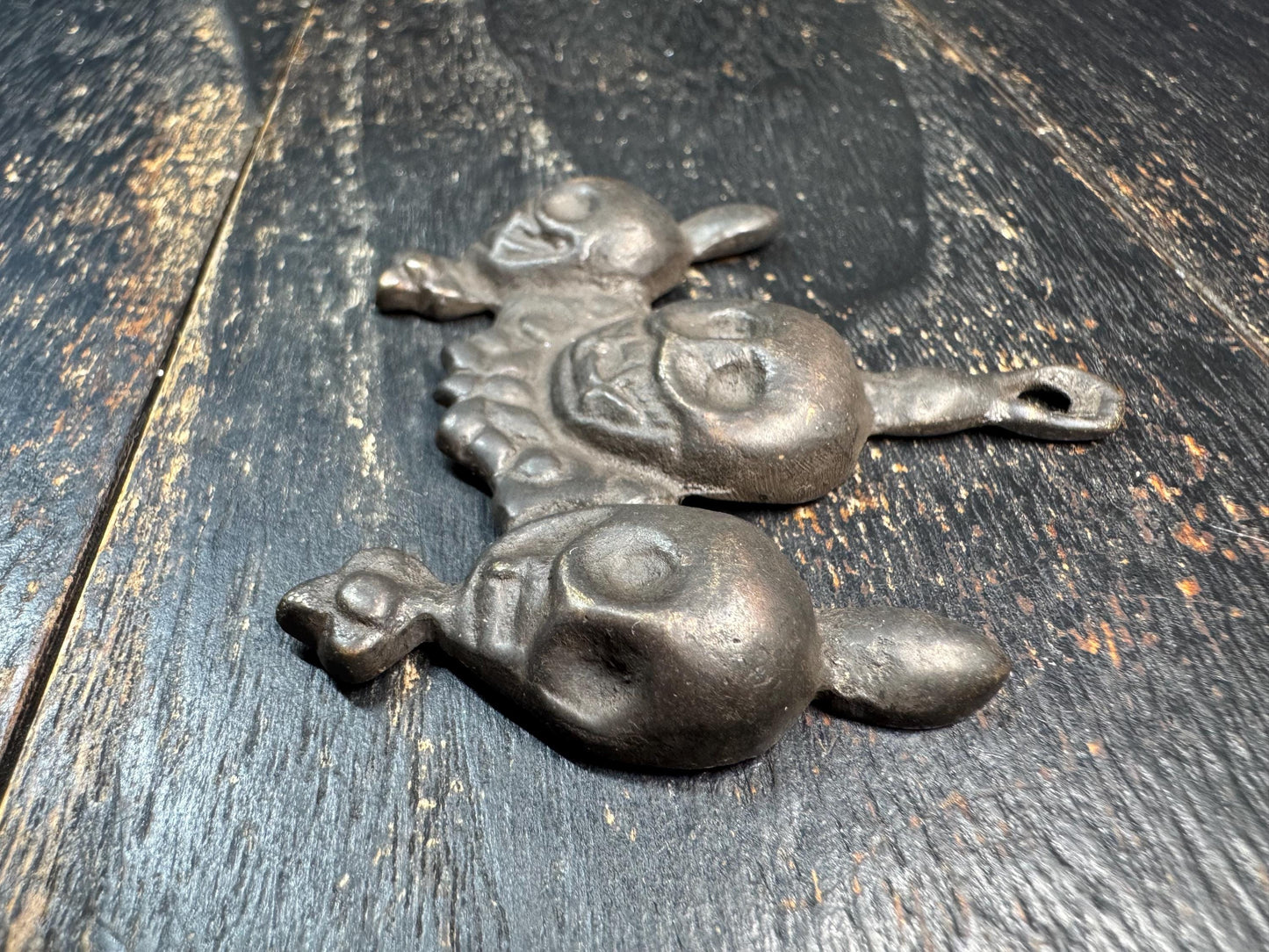 Vintage Tibetan Bronze Skull Amulet Pendant | Triple Skull Protector Talisman | Himalayan Tribal Charm