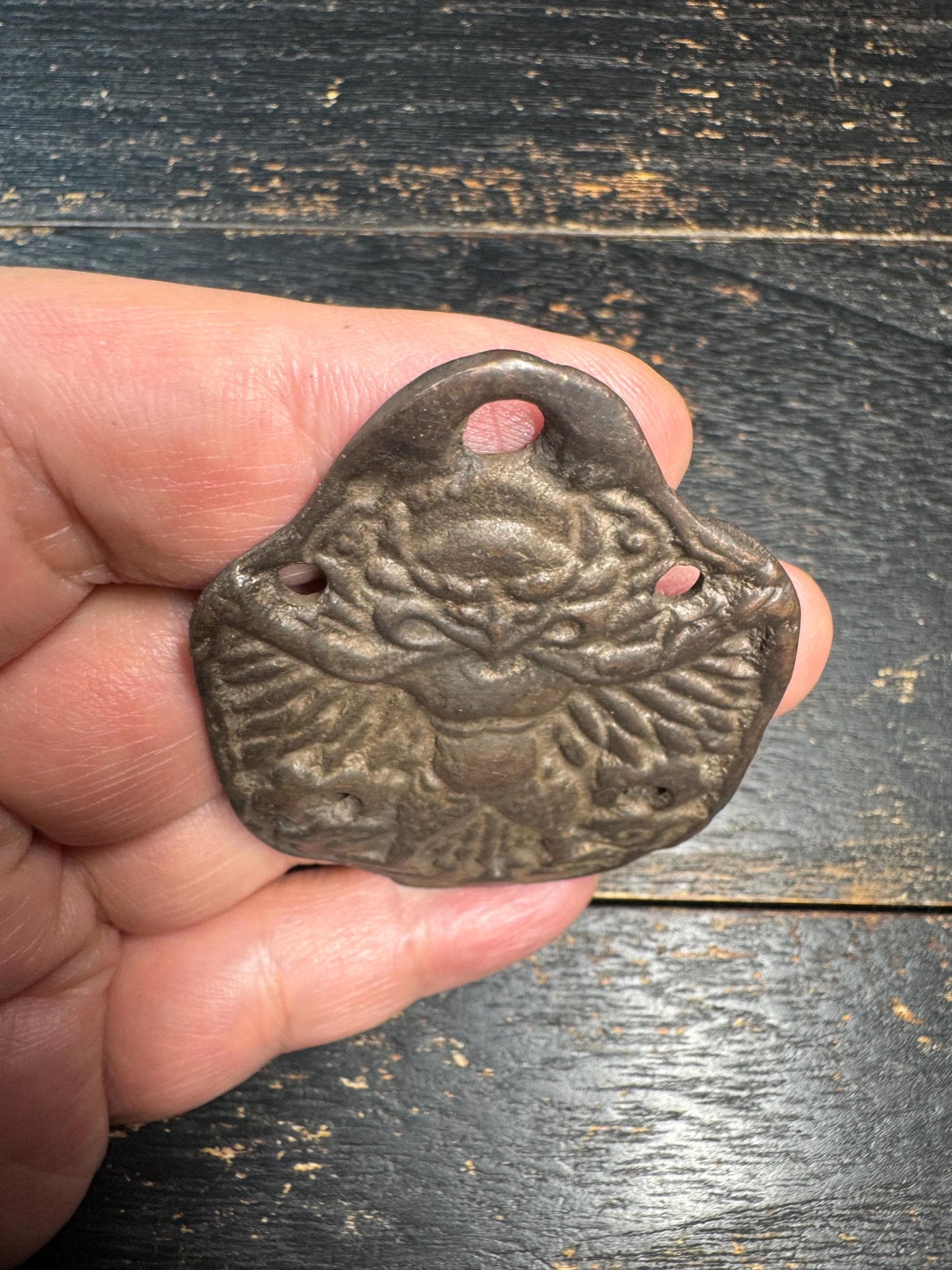Vintage Bronze Garuda Amulet Pendant Om Mani Padme Hum Tibetan Mantra Talisman Nepal Protector Charm