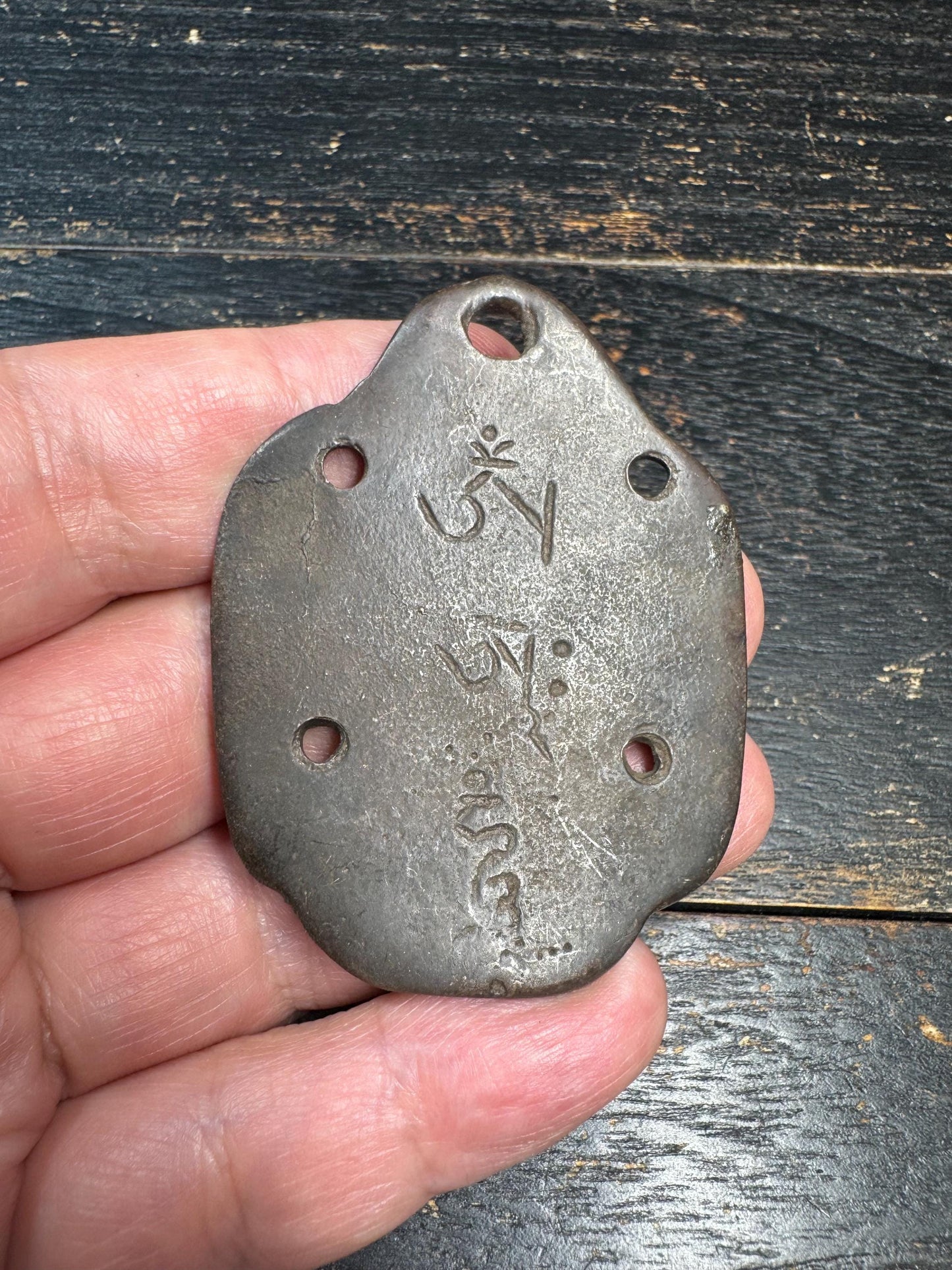 Vintage Bronze Garuda Amulet Pendant Om Mani Padme Hum Tibetan Mantra Talisman Nepal Protector Charm