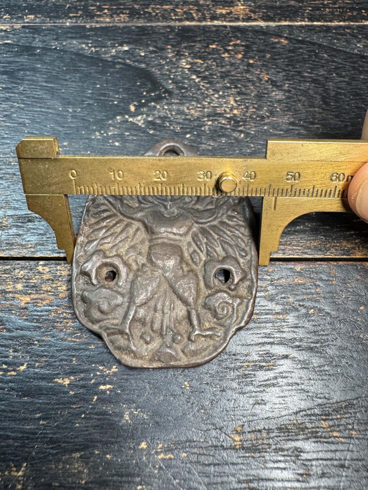 Vintage Bronze Garuda Amulet Pendant Om Mani Padme Hum Tibetan Mantra Talisman Nepal Protector Charm