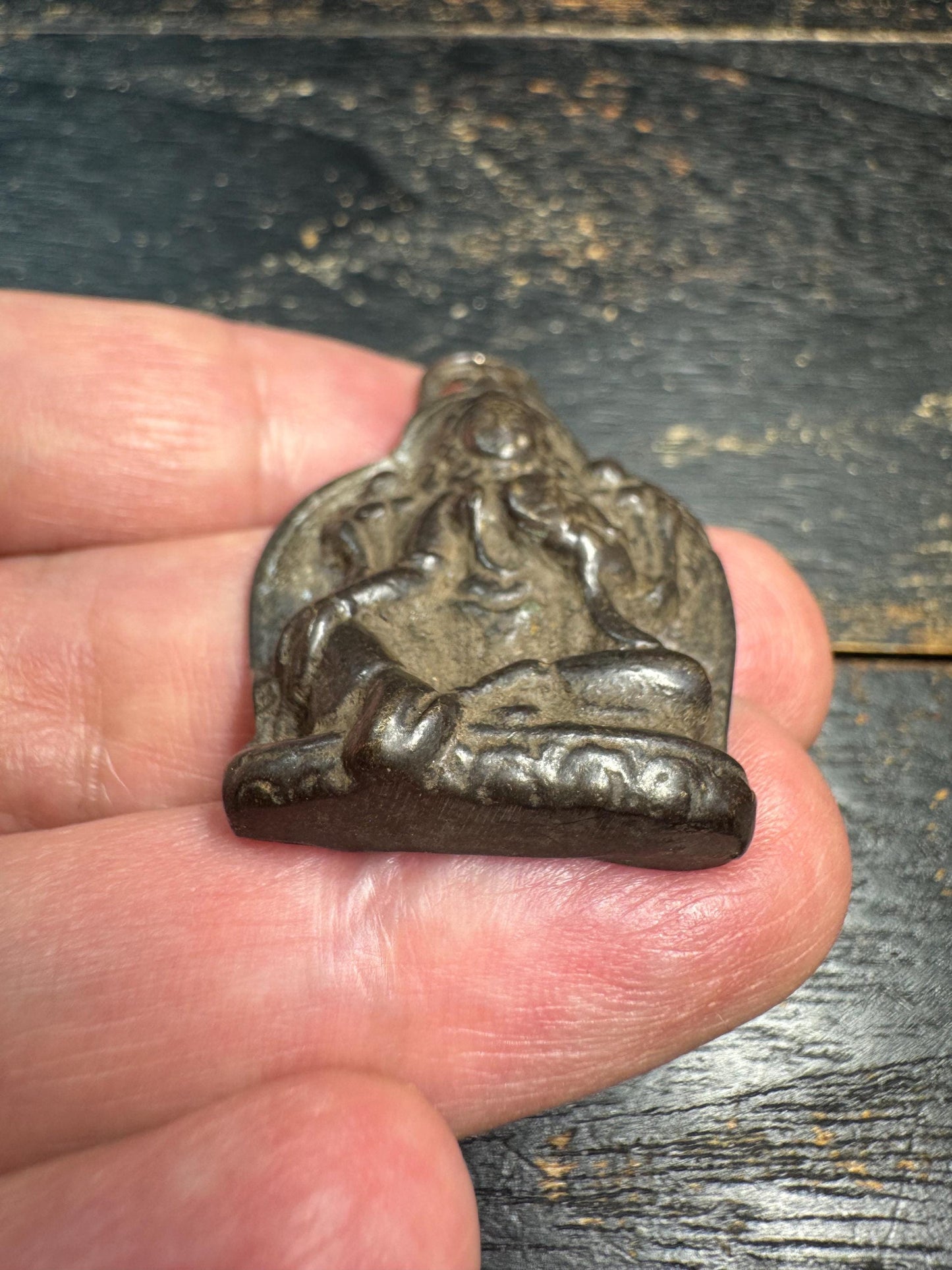 Vintage Bronze Green Tara Pendant Tibetan Buddhist Goddess Amulet Nepal Tara Protector Charm