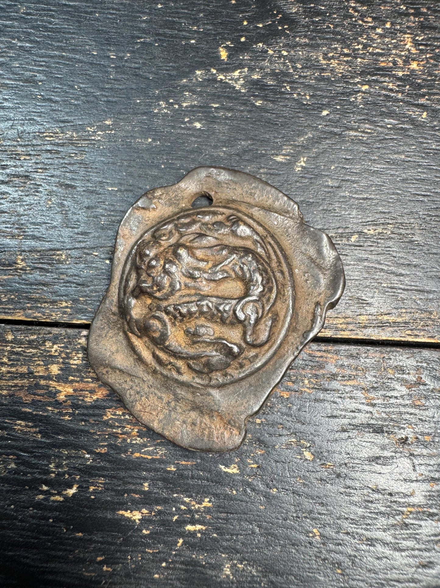 Vintage Bronze Dragon Amulet Pendant Asian Talisman Chinese Style Dragon Medallion Protector Charm