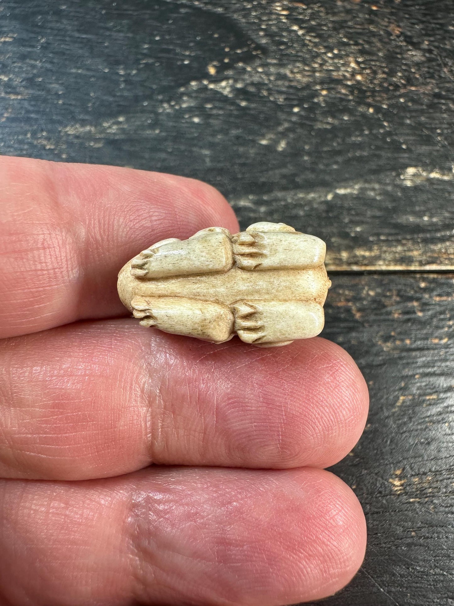 Hand Carved Deer Antler Rabbit Bead Pendant, Mini Bunny Charm, Natural Antler Amulet, Handmade Animal Bead for Necklace or Mala
