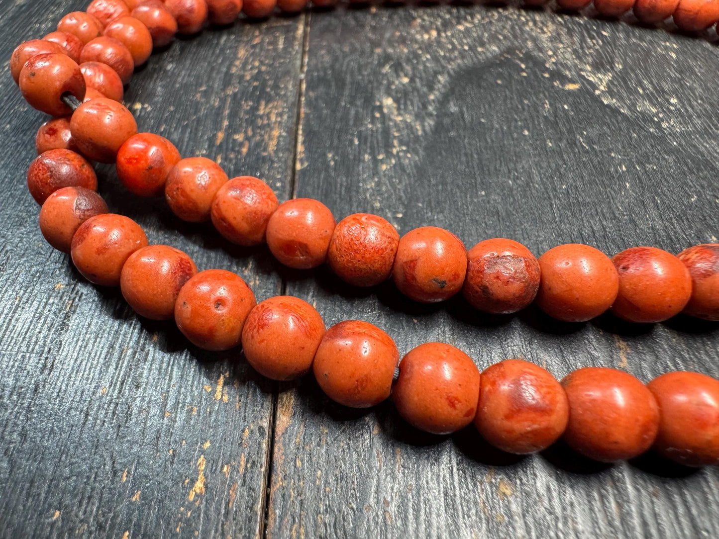 Vintage Tibetan Red Wood Mala 100 Beads 8mm | 28” Necklace w/ Thokcha Iron Guru Bead & Pendant | Old Himalayan Prayer Beads
