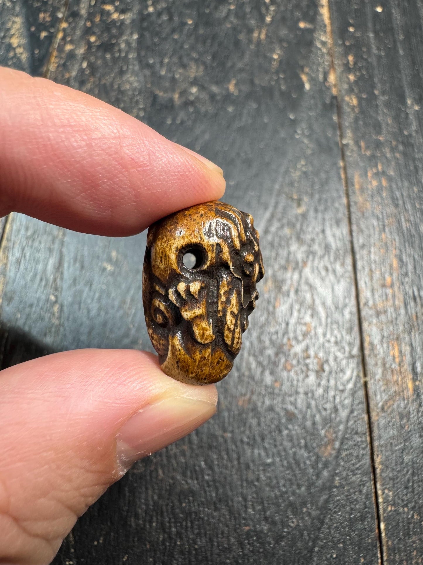 Hand Carved Yak Bone Dragon Guru Bead, Tibetan Style Dragon Carving Mala Focal Bead, Handmade Spiritual Jewelry Bead