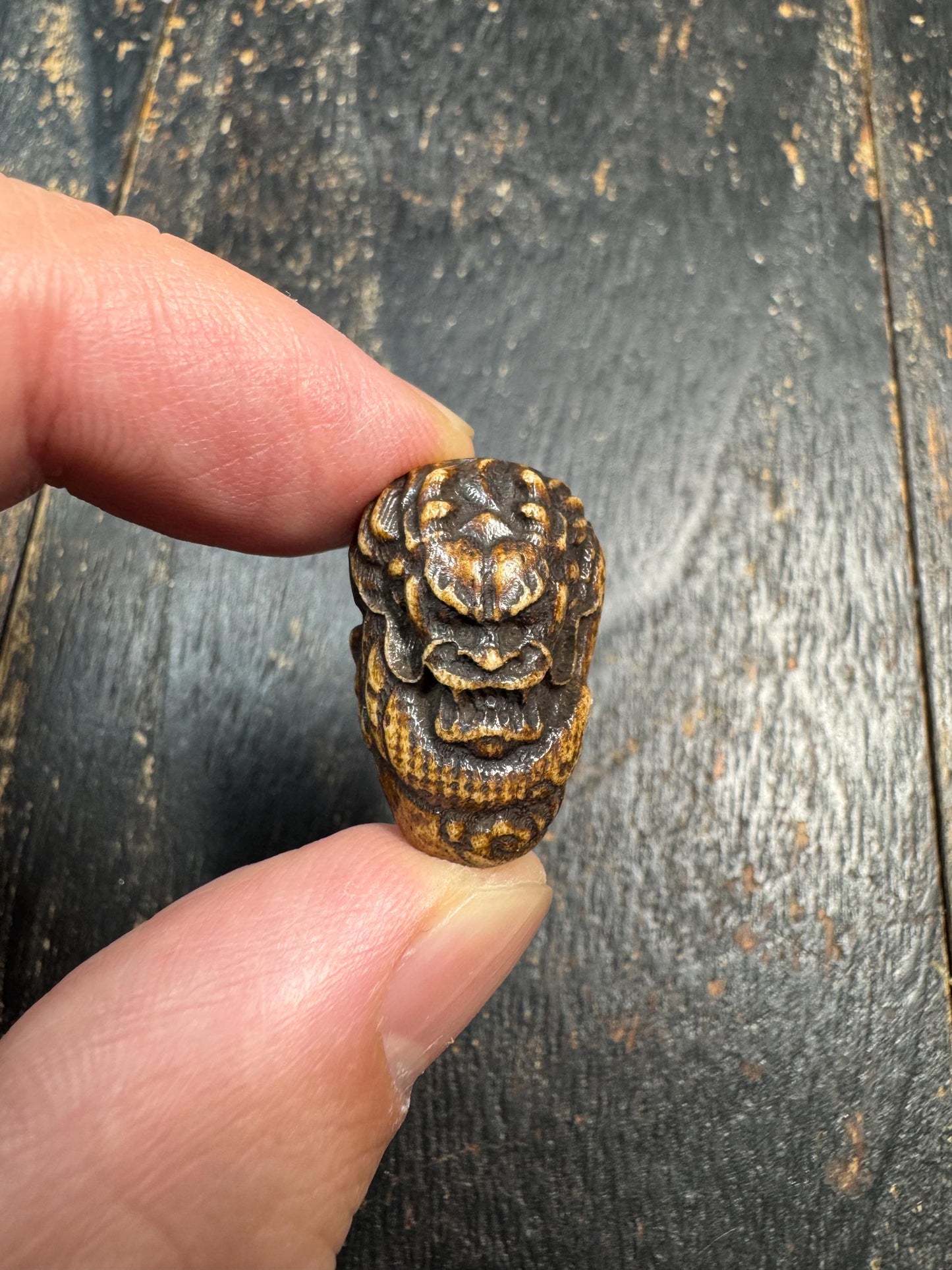 Hand Carved Yak Bone Dragon Guru Bead, Tibetan Style Dragon Carving Mala Focal Bead, Handmade Spiritual Jewelry Bead