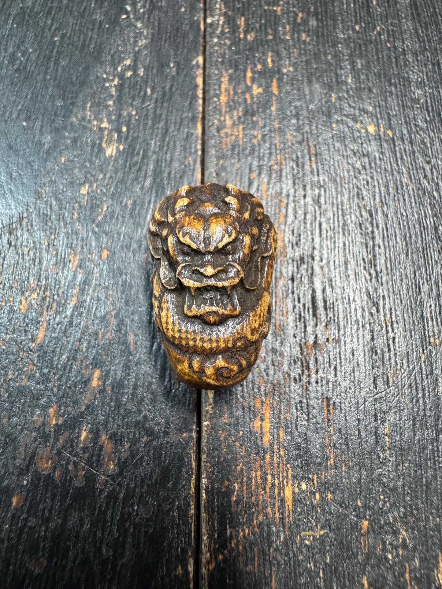 Hand Carved Yak Bone Dragon Guru Bead, Tibetan Style Dragon Carving Mala Focal Bead, Handmade Spiritual Jewelry Bead