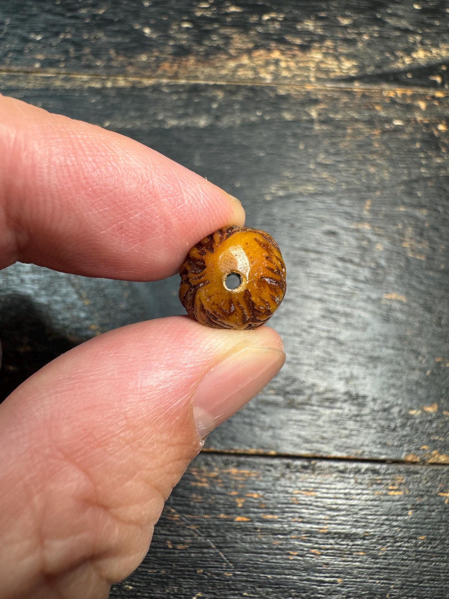 Hand Carved Yak Bone Face Guru Bead 16mm, Tibetan Style Guardian Mask Mala Focal Bead, Handmade Bone Bead for Jewelry Making