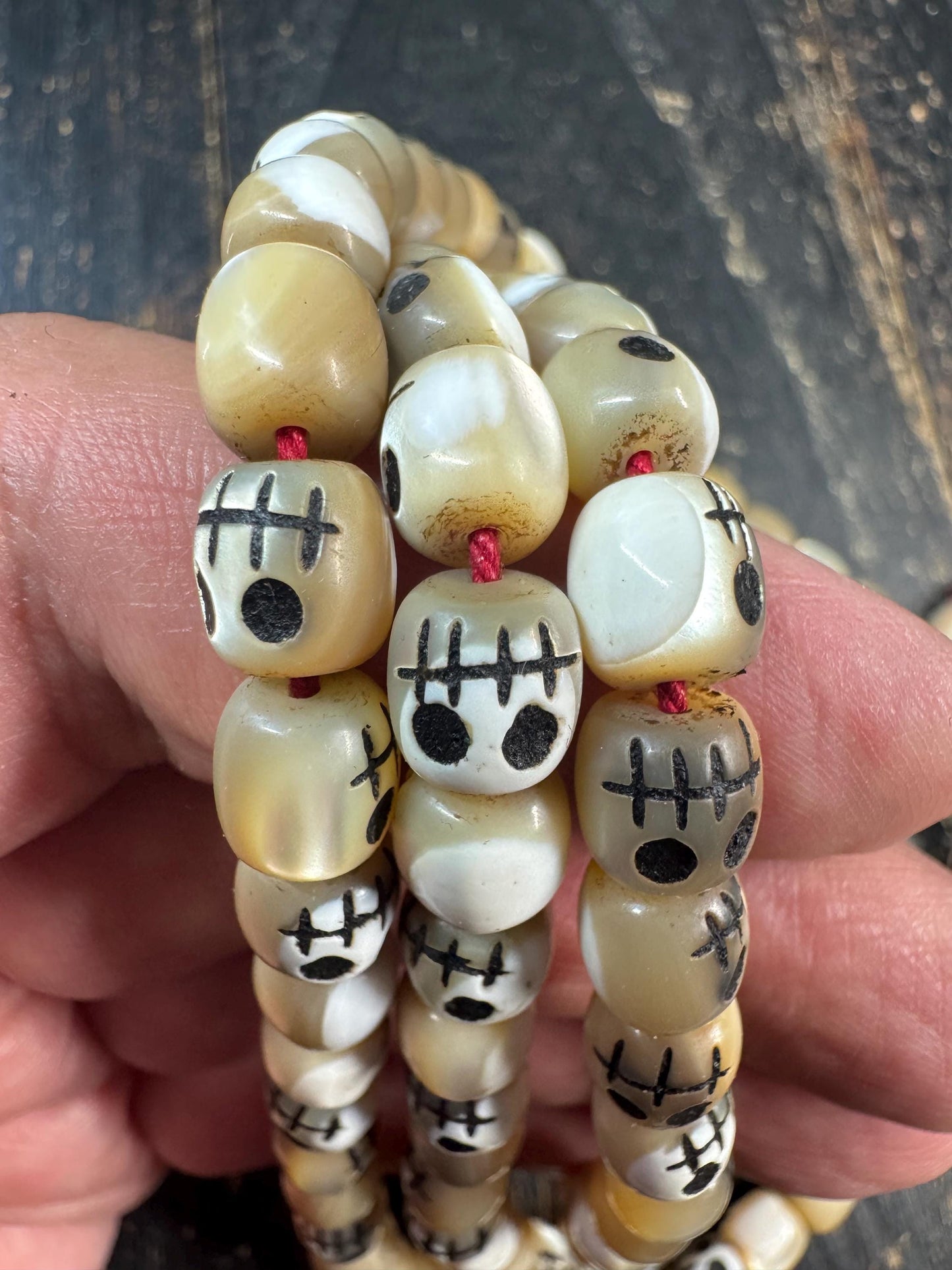 108 Shell Mala Necklace, Charnel Ground Style Skull Beads, Tibetan Inspired Prayer Beads, Hand Carved Mantra Dot Mala, Meditation Rosary