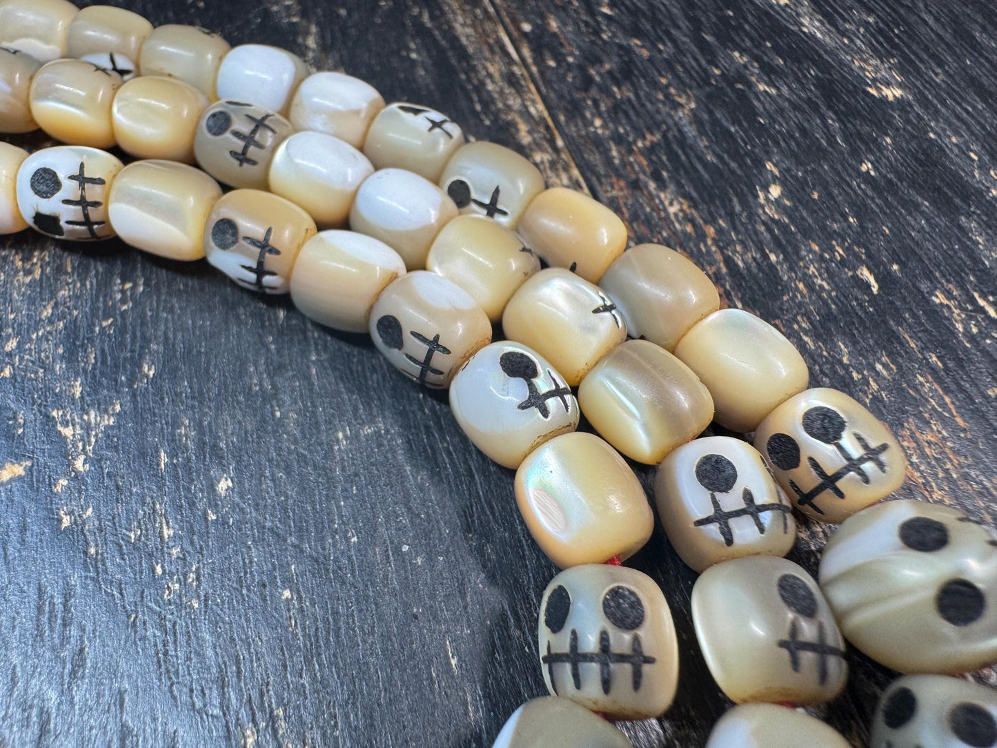 108 Shell Mala Necklace, Charnel Ground Style Skull Beads, Tibetan Inspired Prayer Beads, Hand Carved Mantra Dot Mala, Meditation Rosary