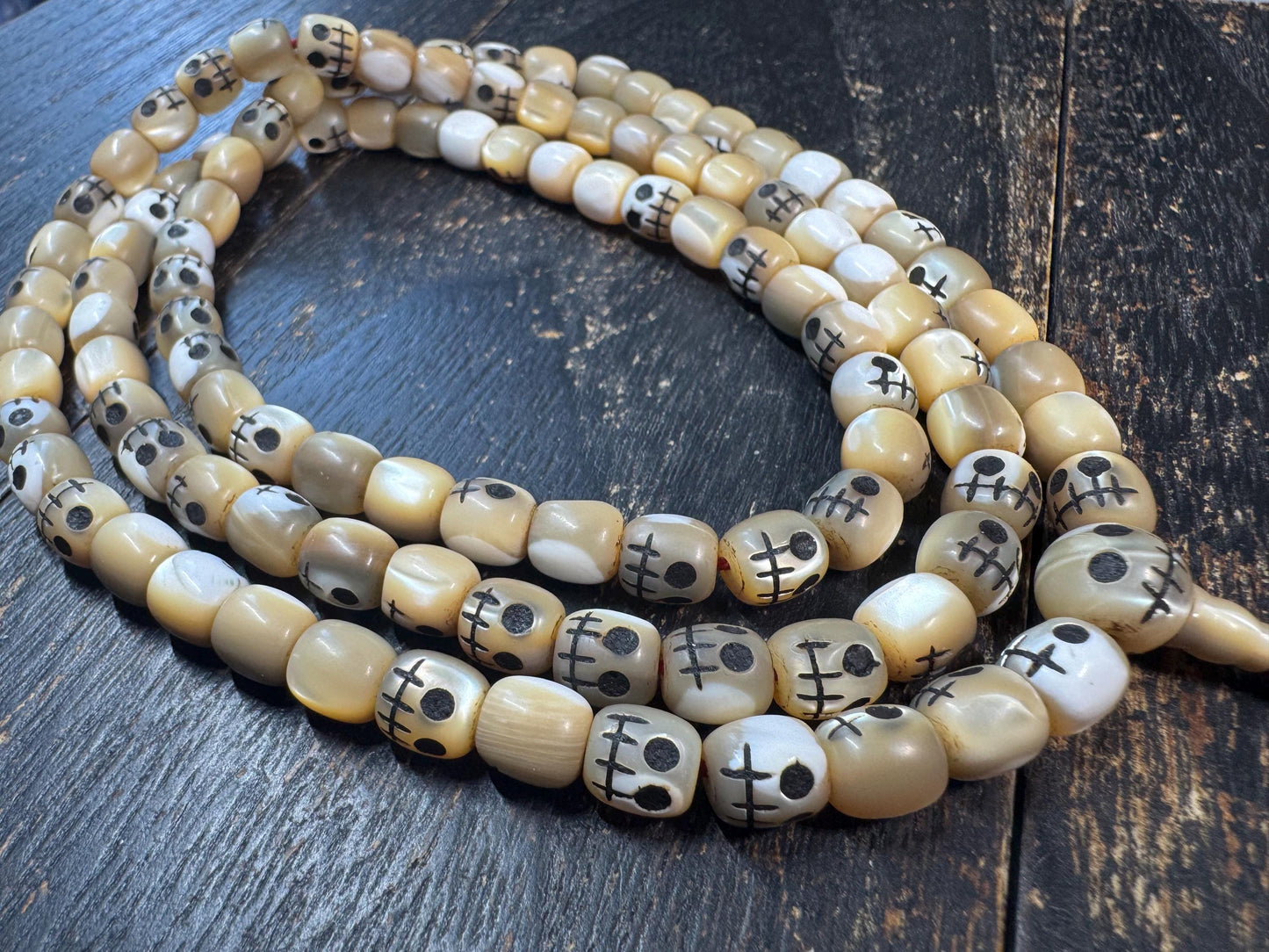 108 Shell Mala Necklace, Charnel Ground Style Skull Beads, Tibetan Inspired Prayer Beads, Hand Carved Mantra Dot Mala, Meditation Rosary