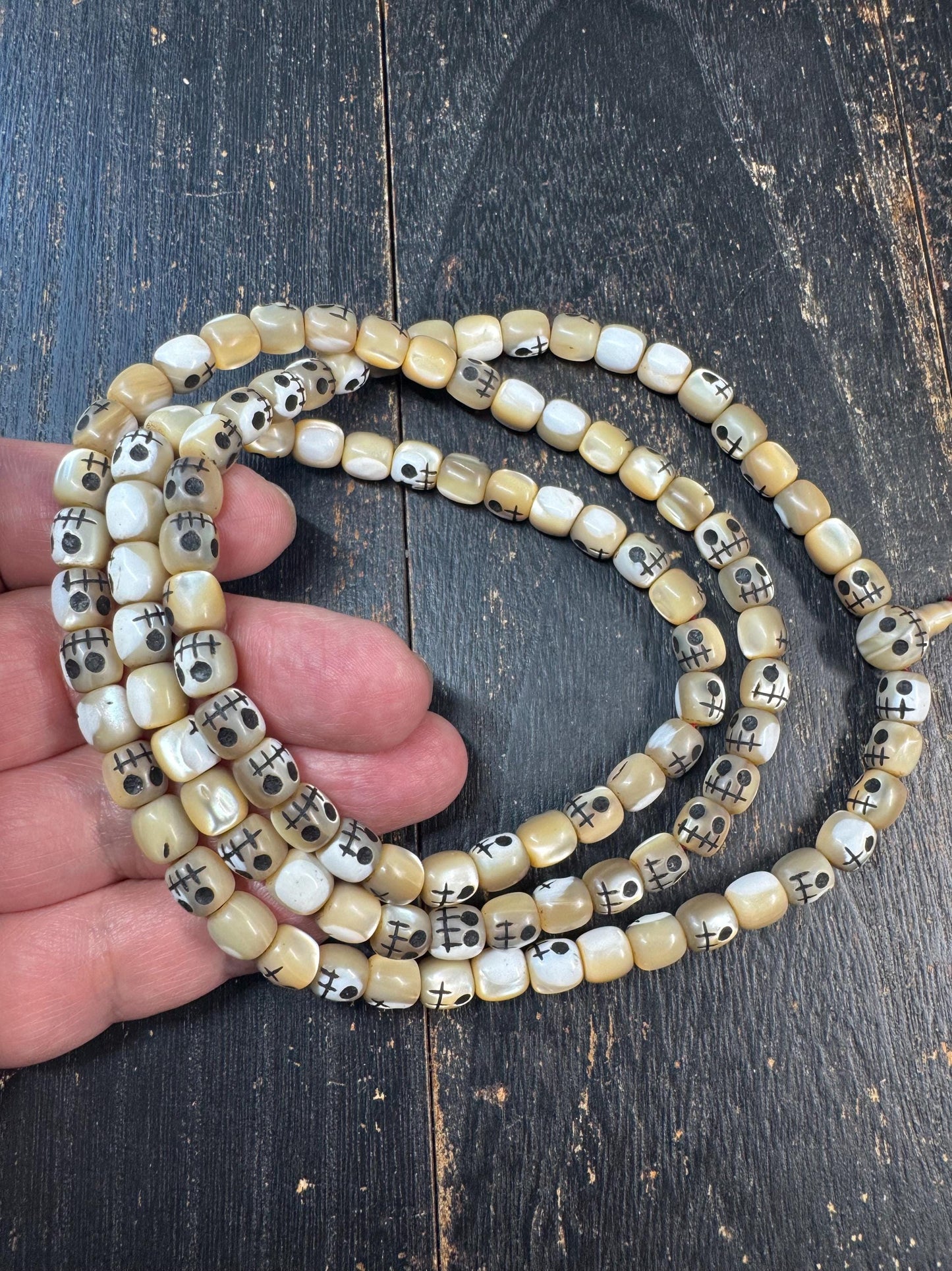 108 Shell Mala Necklace, Charnel Ground Style Skull Beads, Tibetan Inspired Prayer Beads, Hand Carved Mantra Dot Mala, Meditation Rosary
