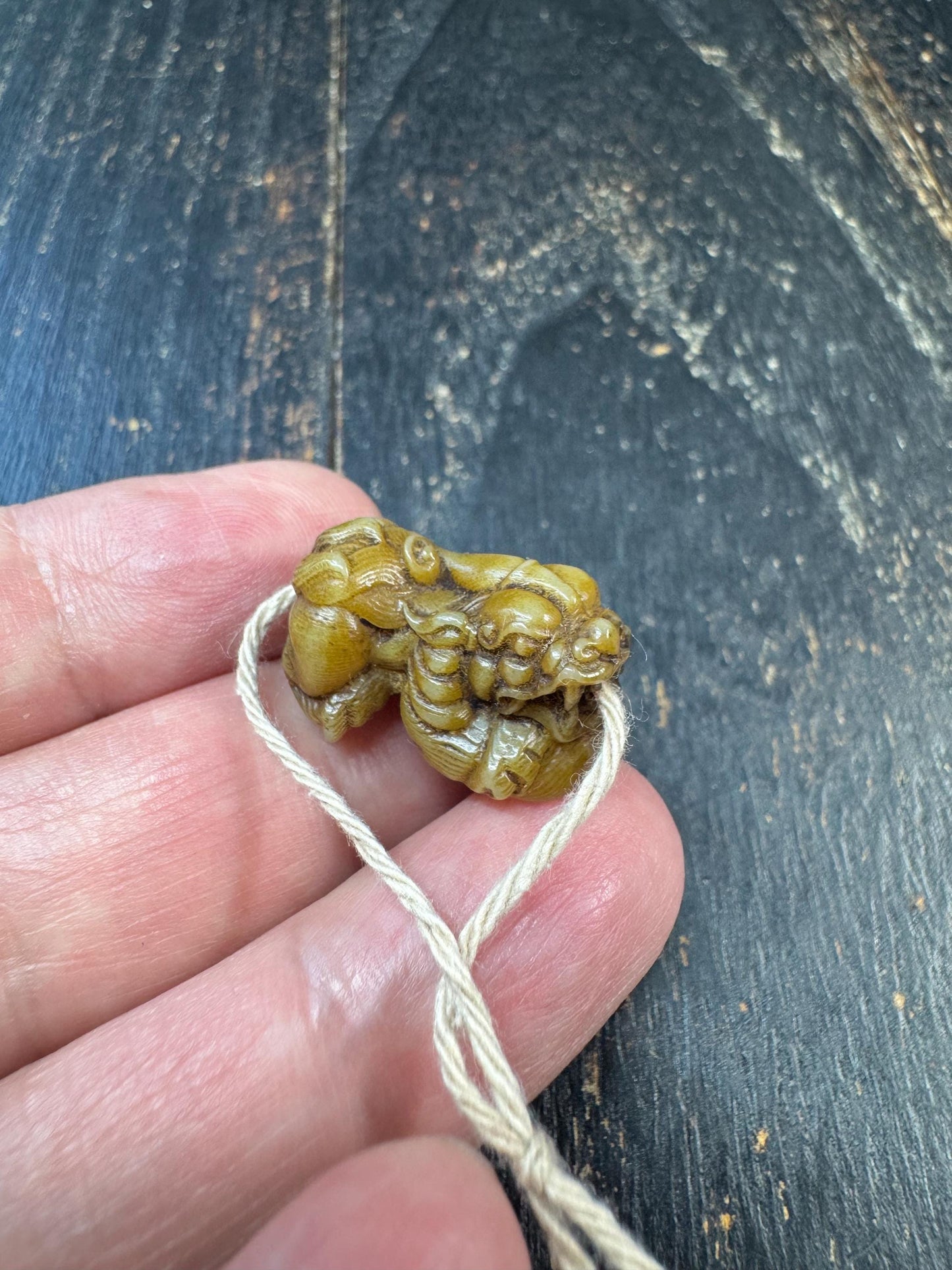 Hand Carved Yak Bone Pixiu Bead Pendant, Tibetan Style Pi Yao Amulet, Fortune Wealth Talisman, DIY Mala Guru Bead Charm