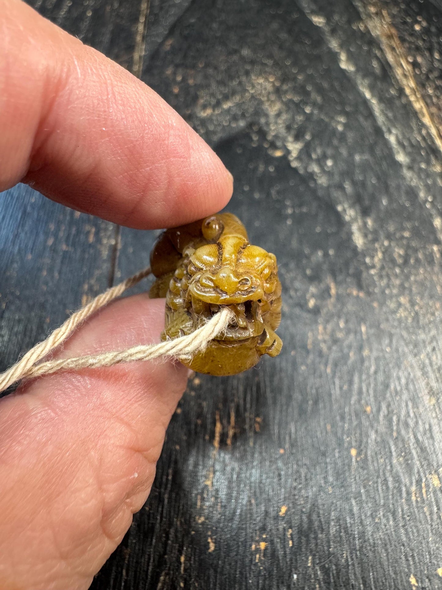Hand Carved Yak Bone Pixiu Bead Pendant, Tibetan Style Pi Yao Amulet, Fortune Wealth Talisman, DIY Mala Guru Bead Charm