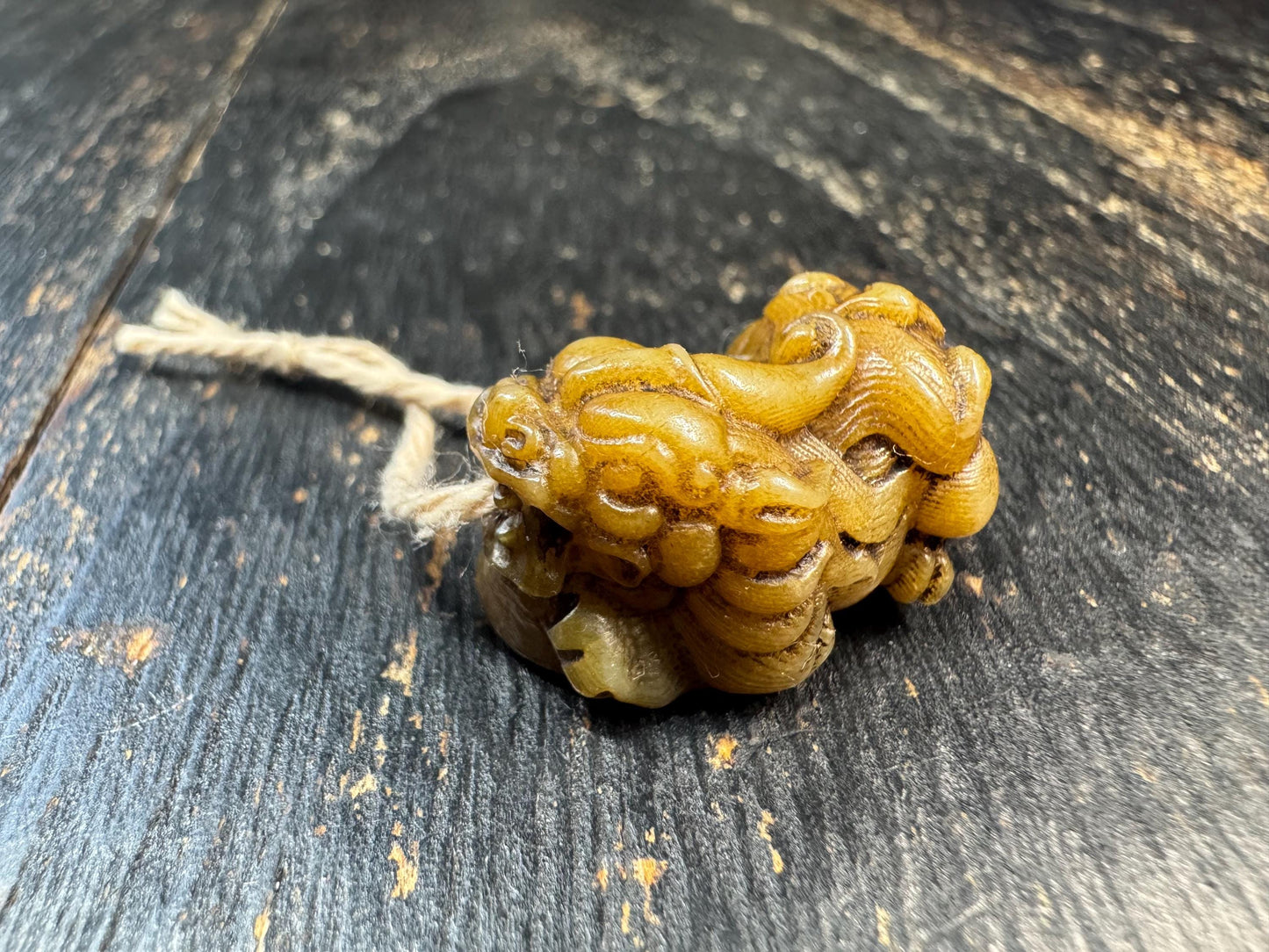 Hand Carved Yak Bone Pixiu Bead Pendant, Tibetan Style Pi Yao Amulet, Fortune Wealth Talisman, DIY Mala Guru Bead Charm