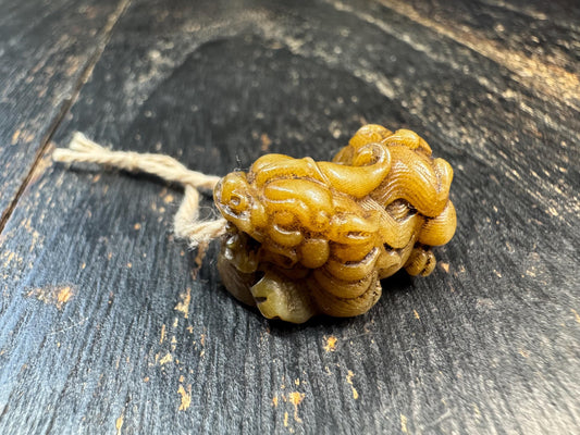Hand Carved Yak Bone Pixiu Bead Pendant, Tibetan Style Pi Yao Amulet, Fortune Wealth Talisman, DIY Mala Guru Bead Charm