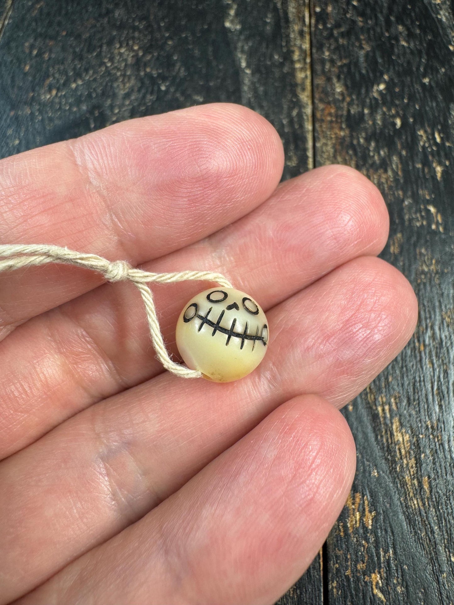 Hand Carved Shell Skull Bead, Dice Shape Spacer, Handmade Bone Look Bead, Gothic Jewelry Making Supply, Mala Spacer, DIY Bracelet Bead