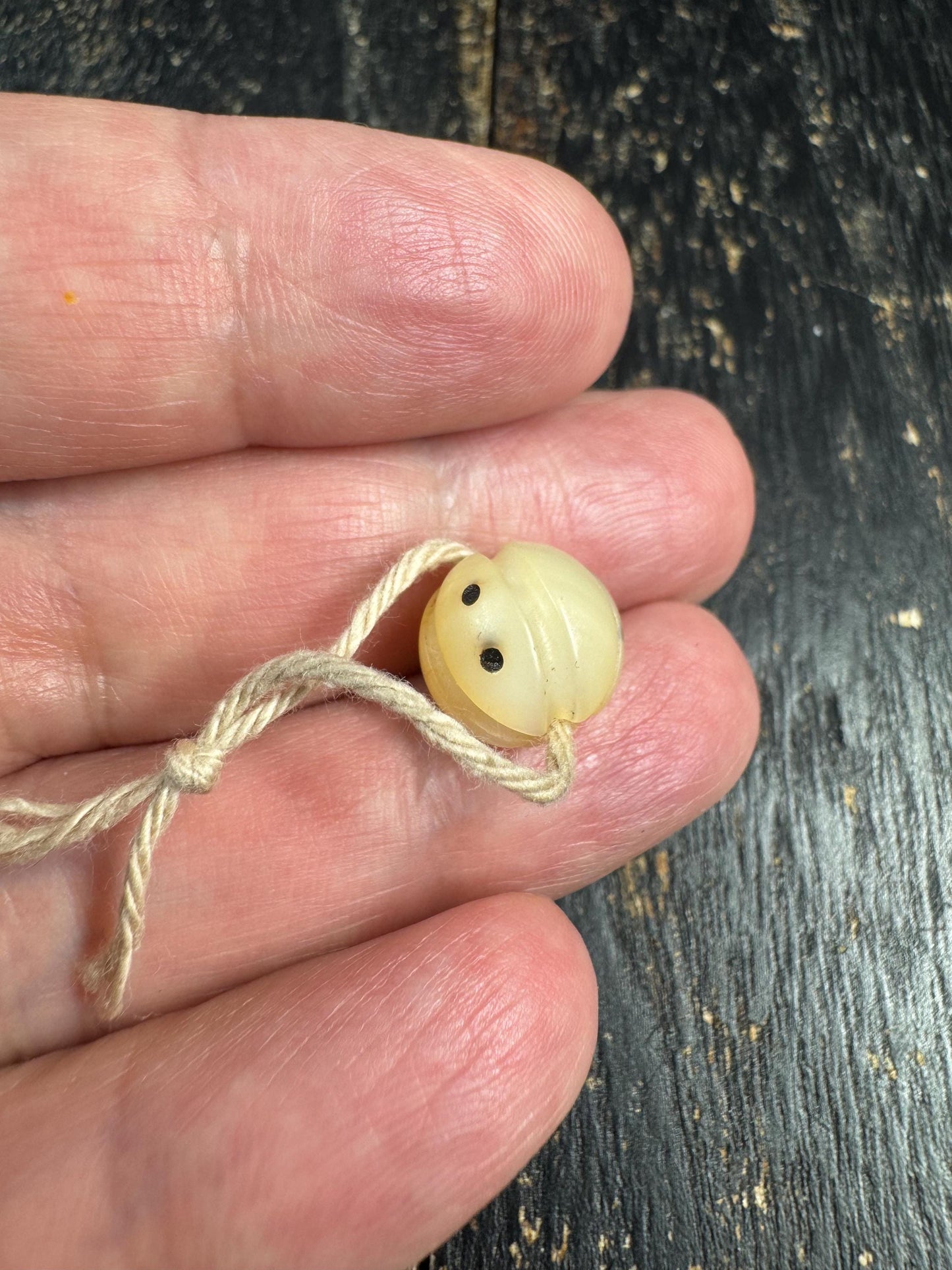 Hand Carved Shell Bead with Mantra Dots, Natural Shell Spacer Bead, Tibetan Inspired Jewelry Bead, Mala Spacer, DIY Bracelet Necklace Bead