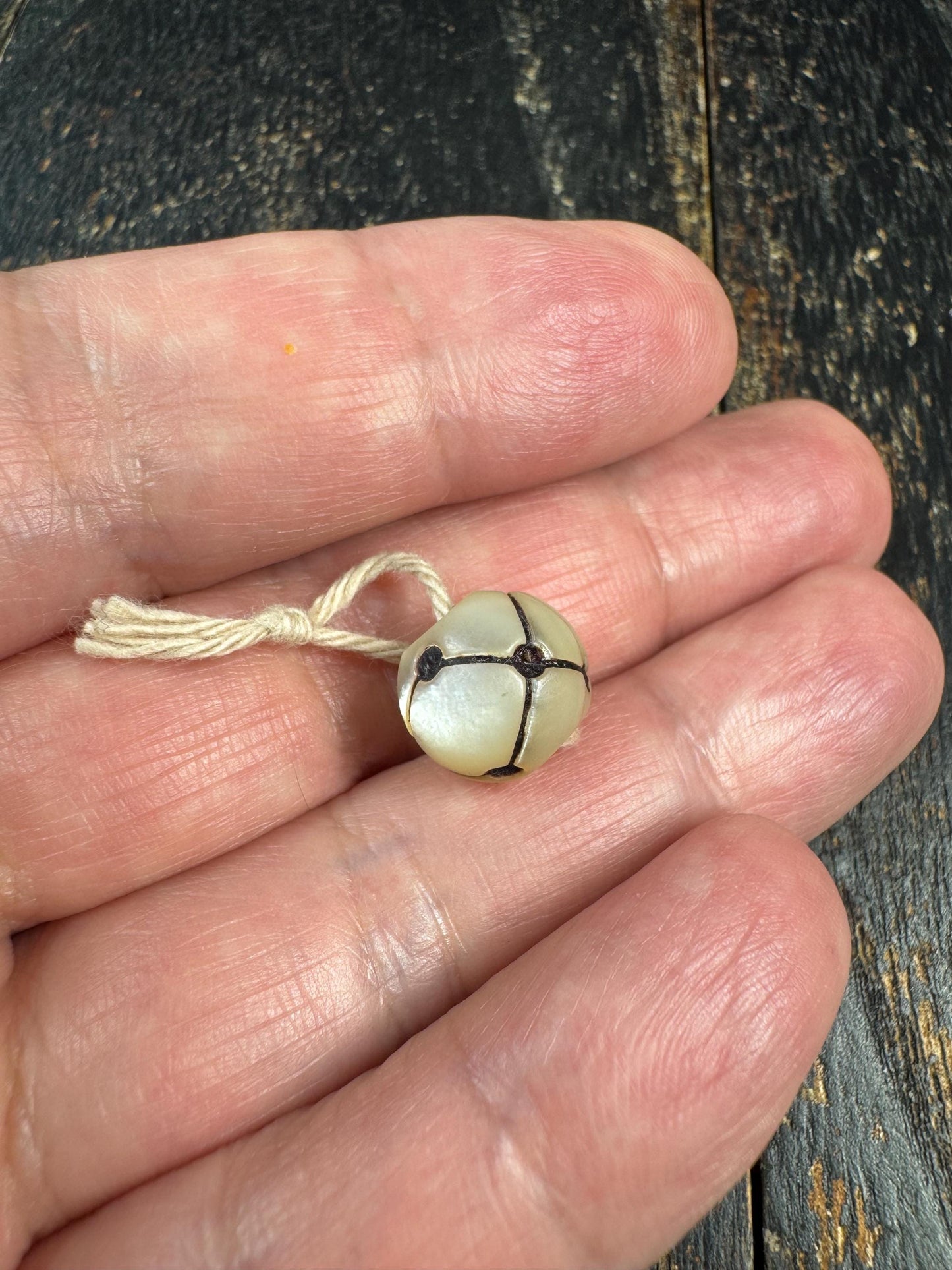 Hand Carved Shell Bead with Connected Mantra Dots, Natural Shell Spacer Bead, Symbolic Jewelry Bead, Mala Spacer, DIY Bracelet Necklace Bead