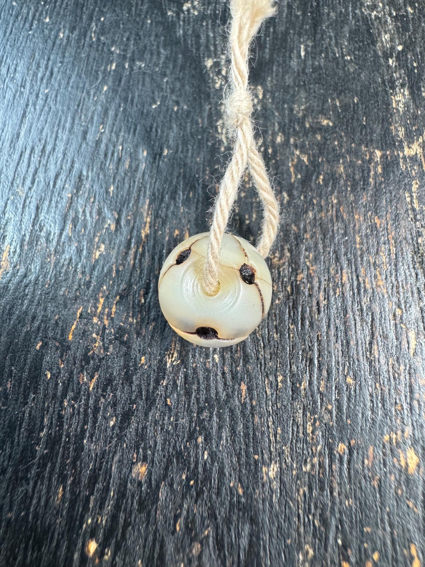 Hand Carved Shell Bead with Connected Mantra Dots, Natural Shell Spacer Bead, Symbolic Jewelry Bead, Mala Spacer, DIY Bracelet Necklace Bead