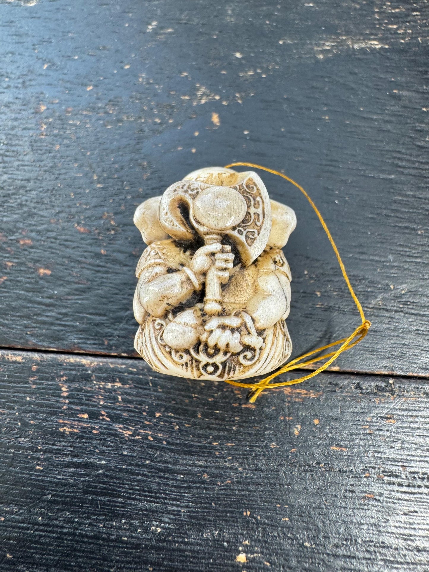 Hand Carved Deer Antler Ganesha Pendant | Vintage Style Hindu Amulet | Handmade Antler Carving | One of a Kind Spiritual Charm