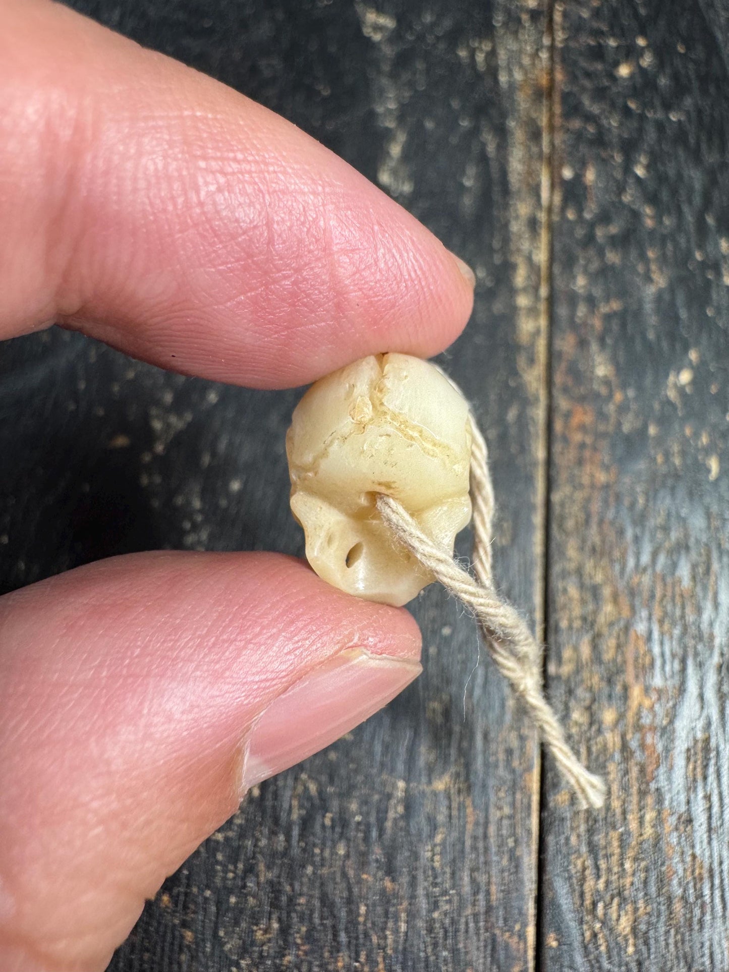 Hand Carved Yak Bone Skull Bead, Tibetan Charnel Ground Mala Guru Bead, Kapala Style Spiritual Amulet Pendant