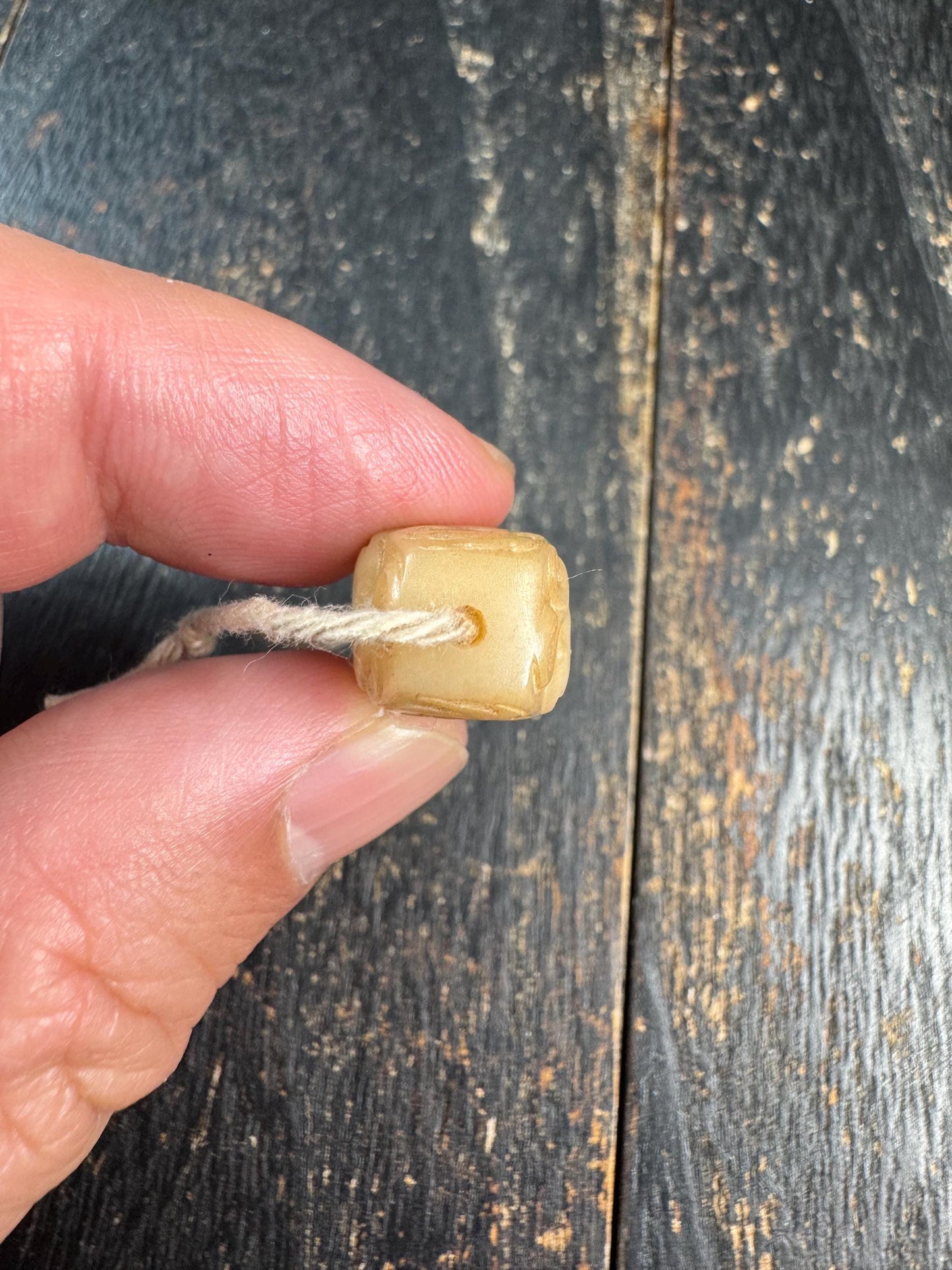 Hand Carved Yak Bone Dragon Cloud Bead, Tibetan Style Coiled Dragon Scroll Barrel Bead, Mala Spacer or Pendant