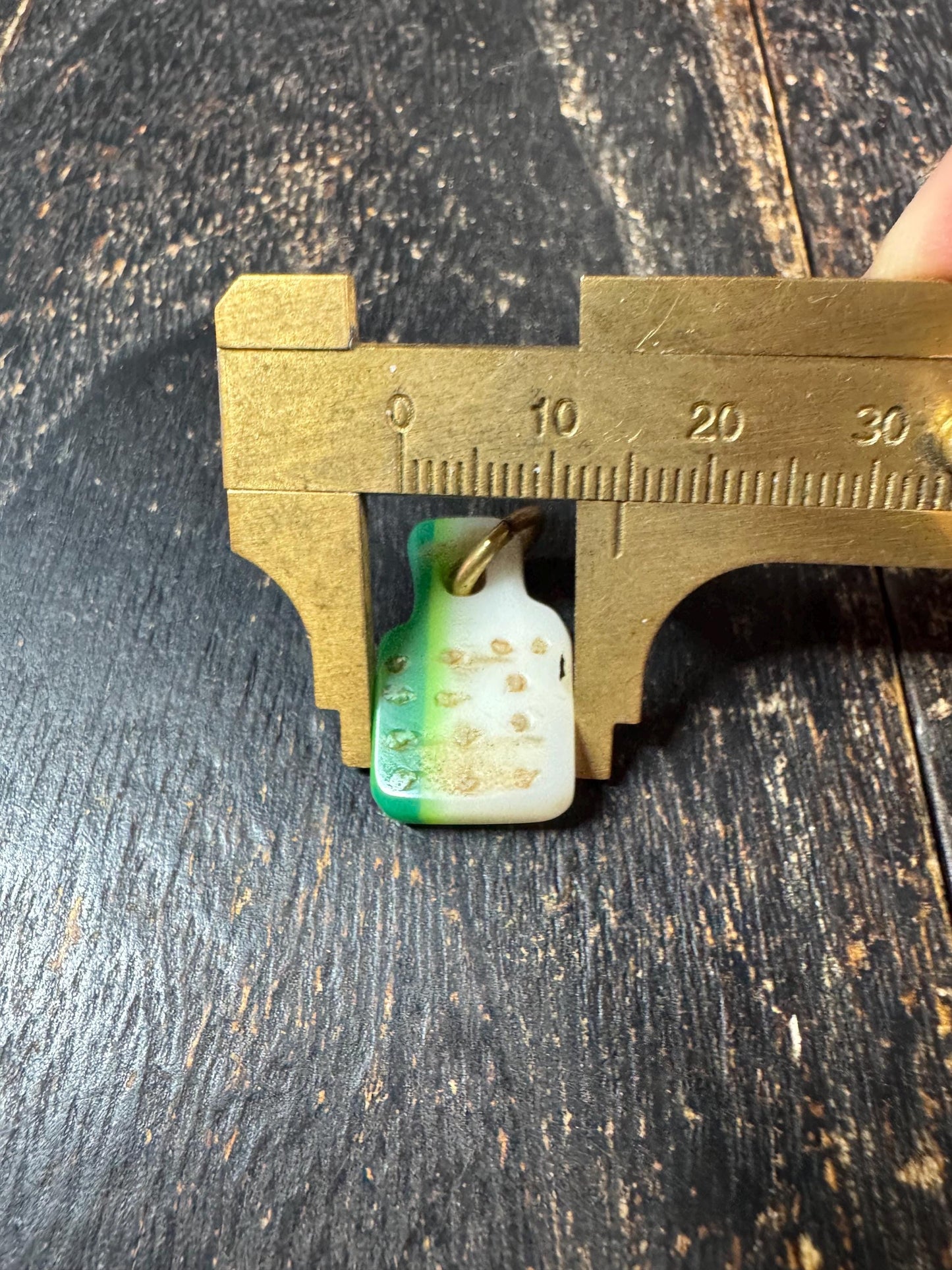 Vintage Mahjong Tile Pendant, Green Fade Upcycled Mahjong Charm, Rustic Asian Folk Amulet, Unique Handcrafted Jewelry