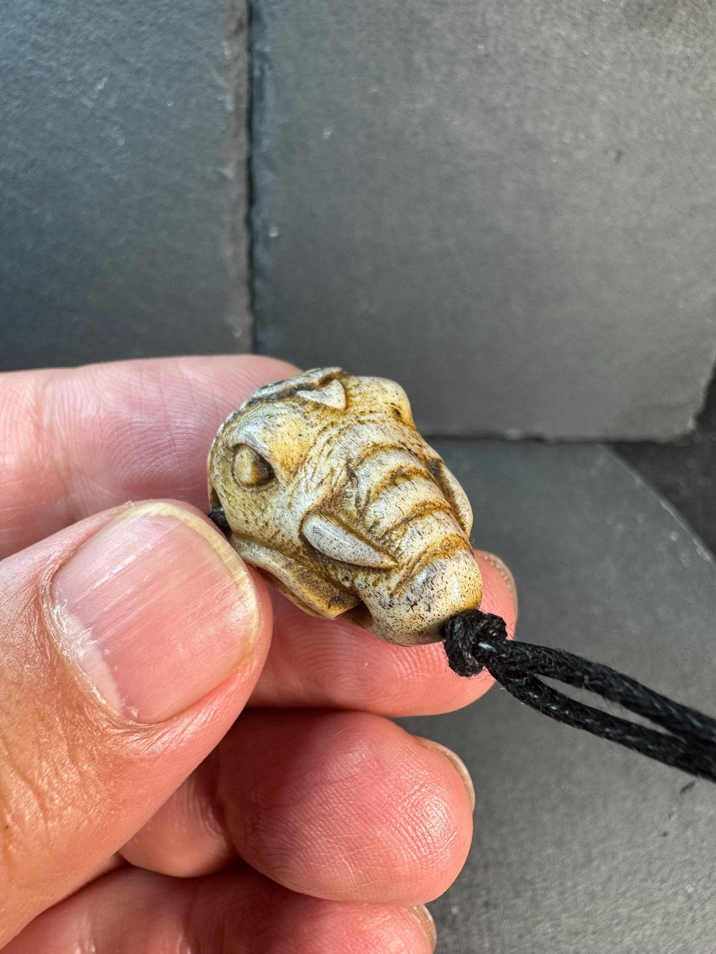 Hand Carved Deer Antler Ganesha Bead – Elephant Head Hindu Deity Pendant / Guru Bead – Spiritual Amulet, Handmade Mala Accessory