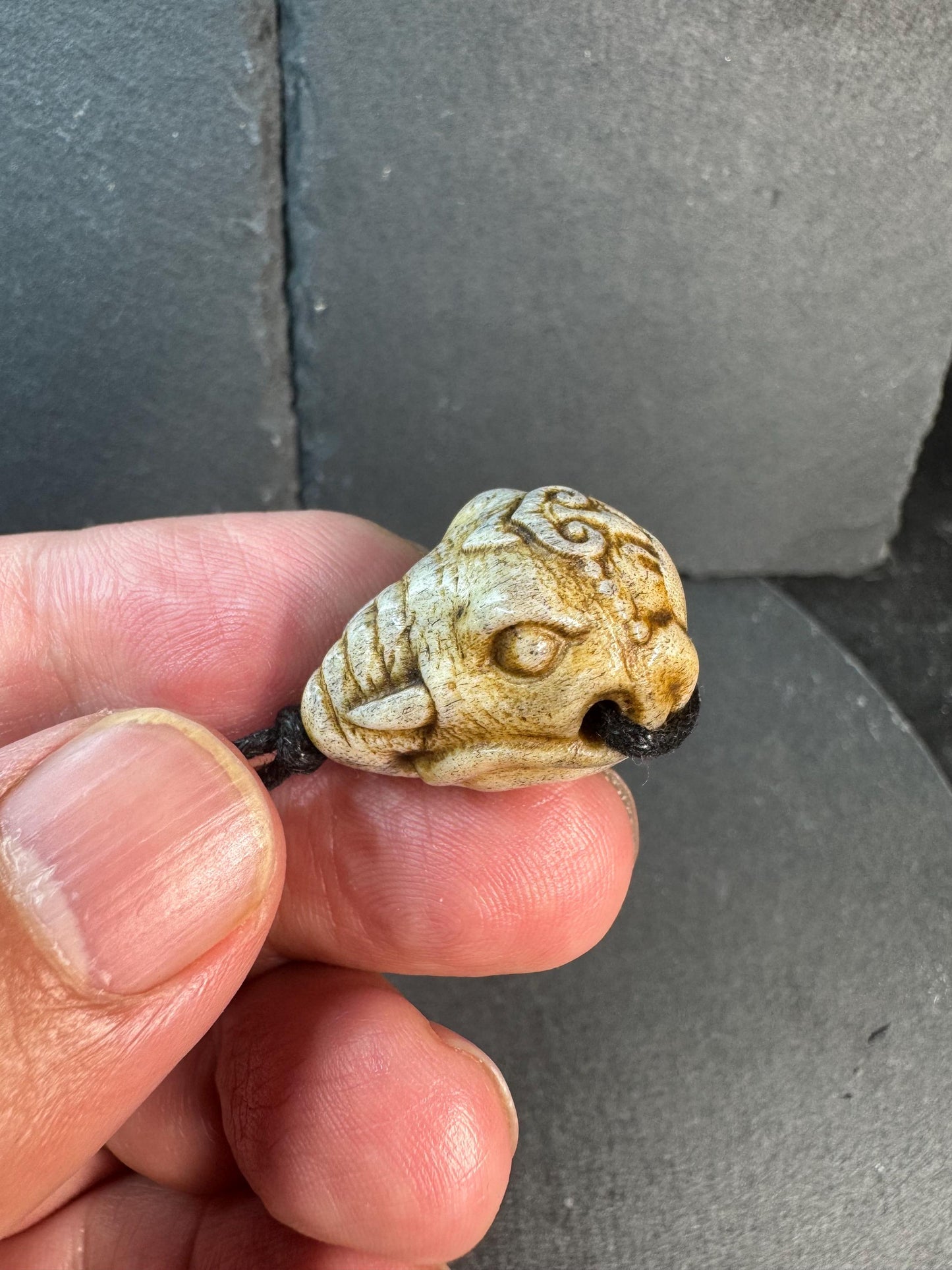 Hand Carved Deer Antler Ganesha Bead – Elephant Head Hindu Deity Pendant / Guru Bead – Spiritual Amulet, Handmade Mala Accessory
