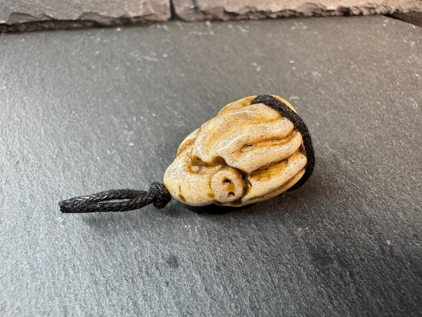 Hand Carved Deer Antler Ganesha Bead – Elephant Head Hindu Deity Pendant / Guru Bead – Spiritual Amulet, Handmade Mala Accessory